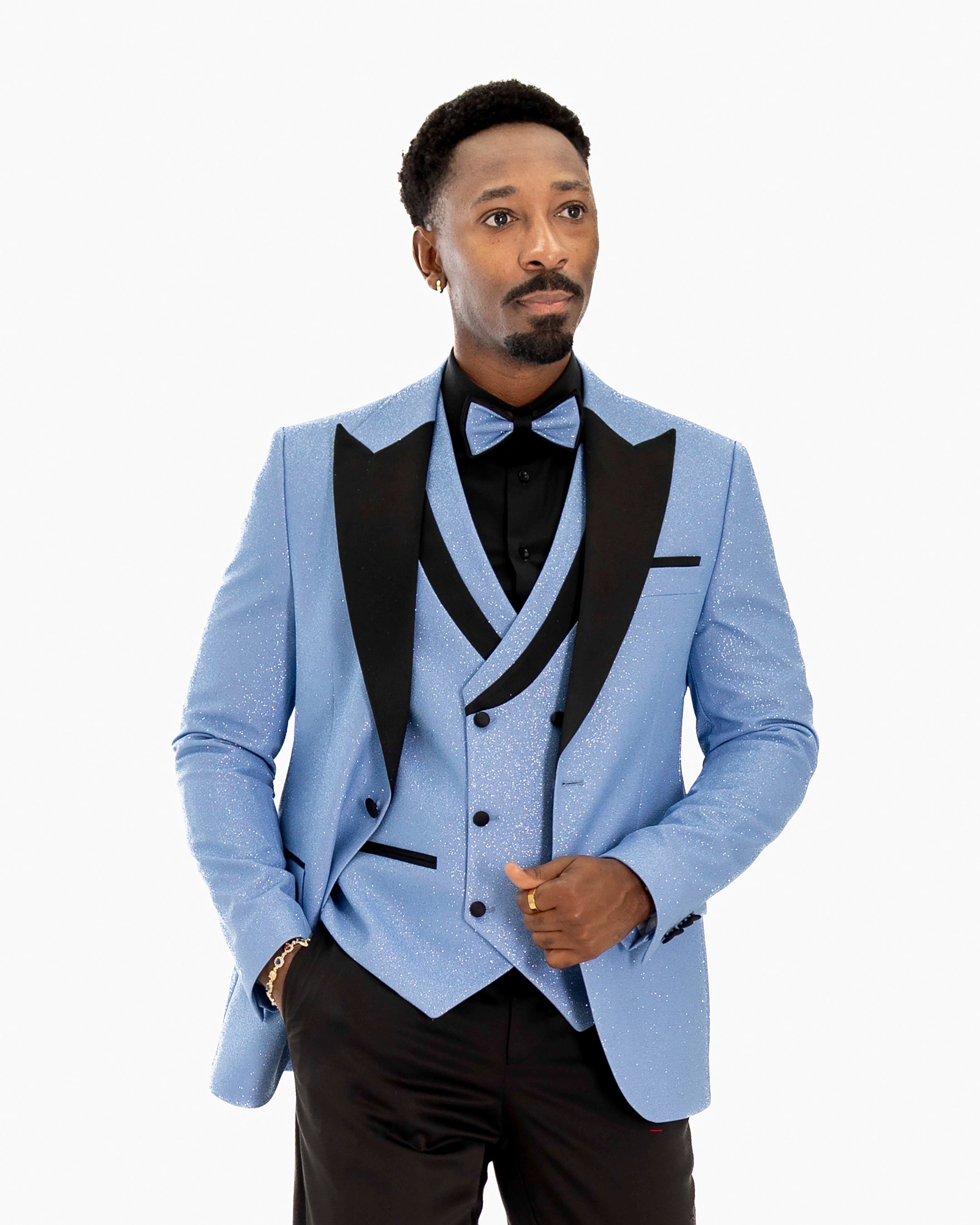 Dante | Ice Blue Glitter 3-Piece Tailored-Fit Tuxedo