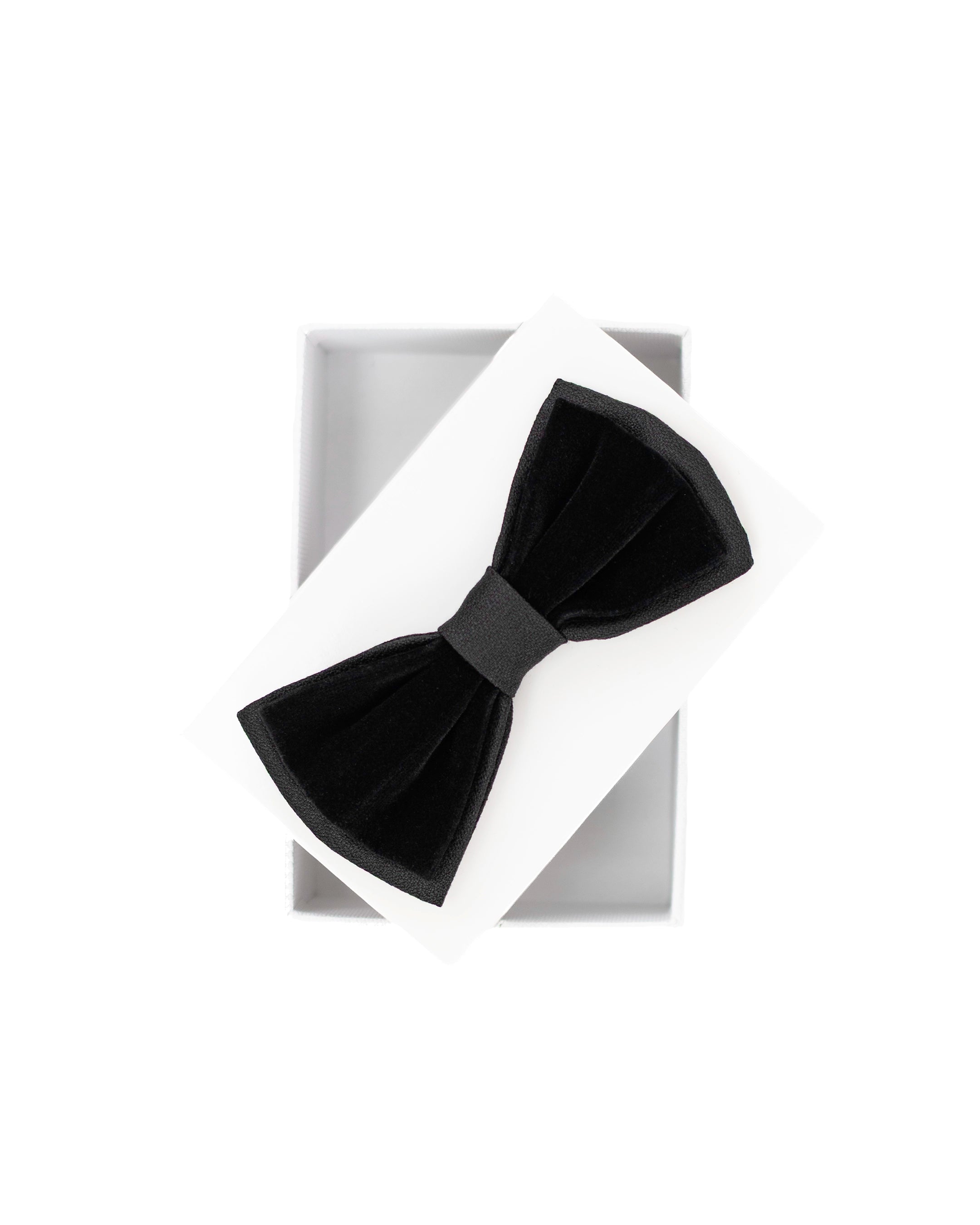 Black and Black Velvet Hybrid Two-Tone Bowtie from Dolce Vesta | One Size Fits All