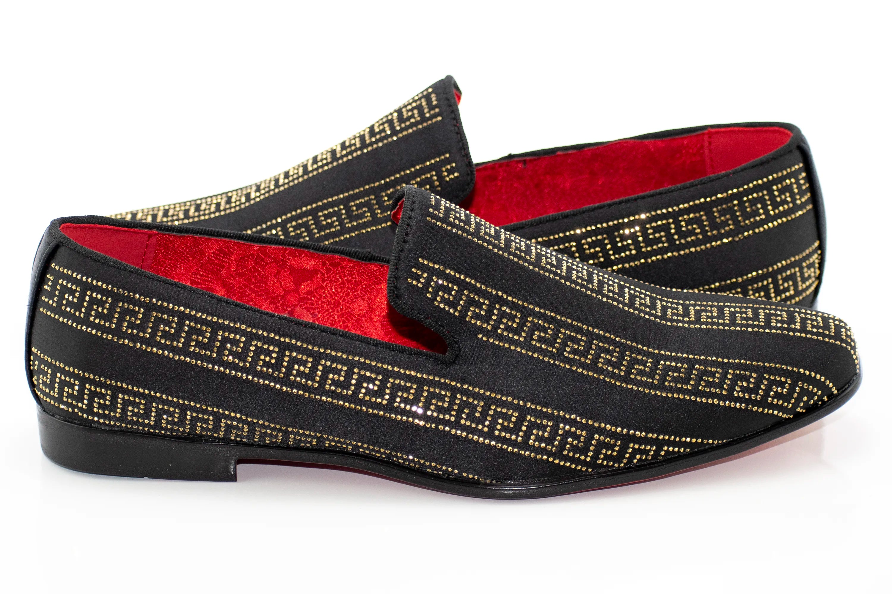 Men's Gold And Black Grecian Rhinestone Dress Loafer