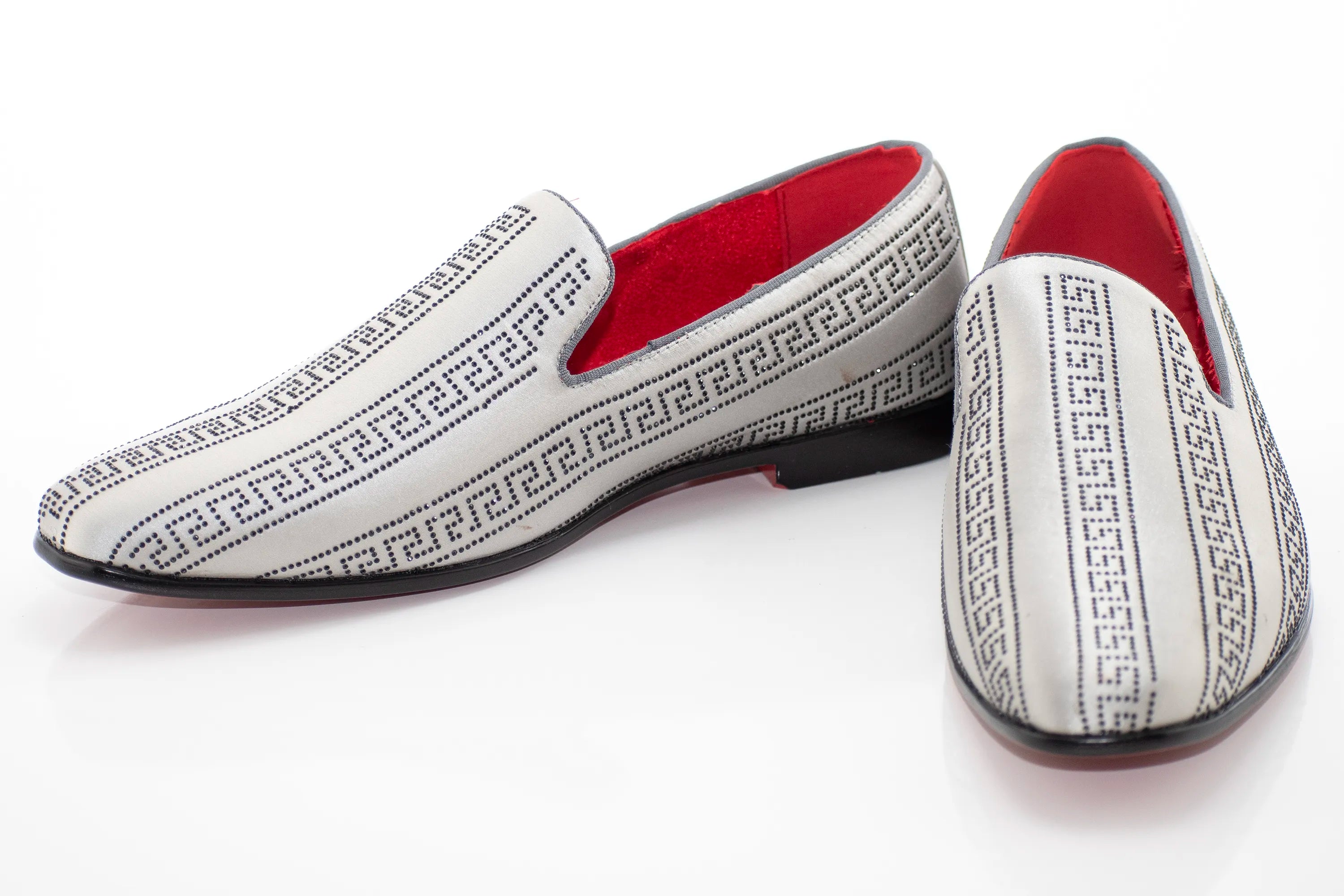 Men's Silver And Black Grecian Rhinestone Dress Loafer