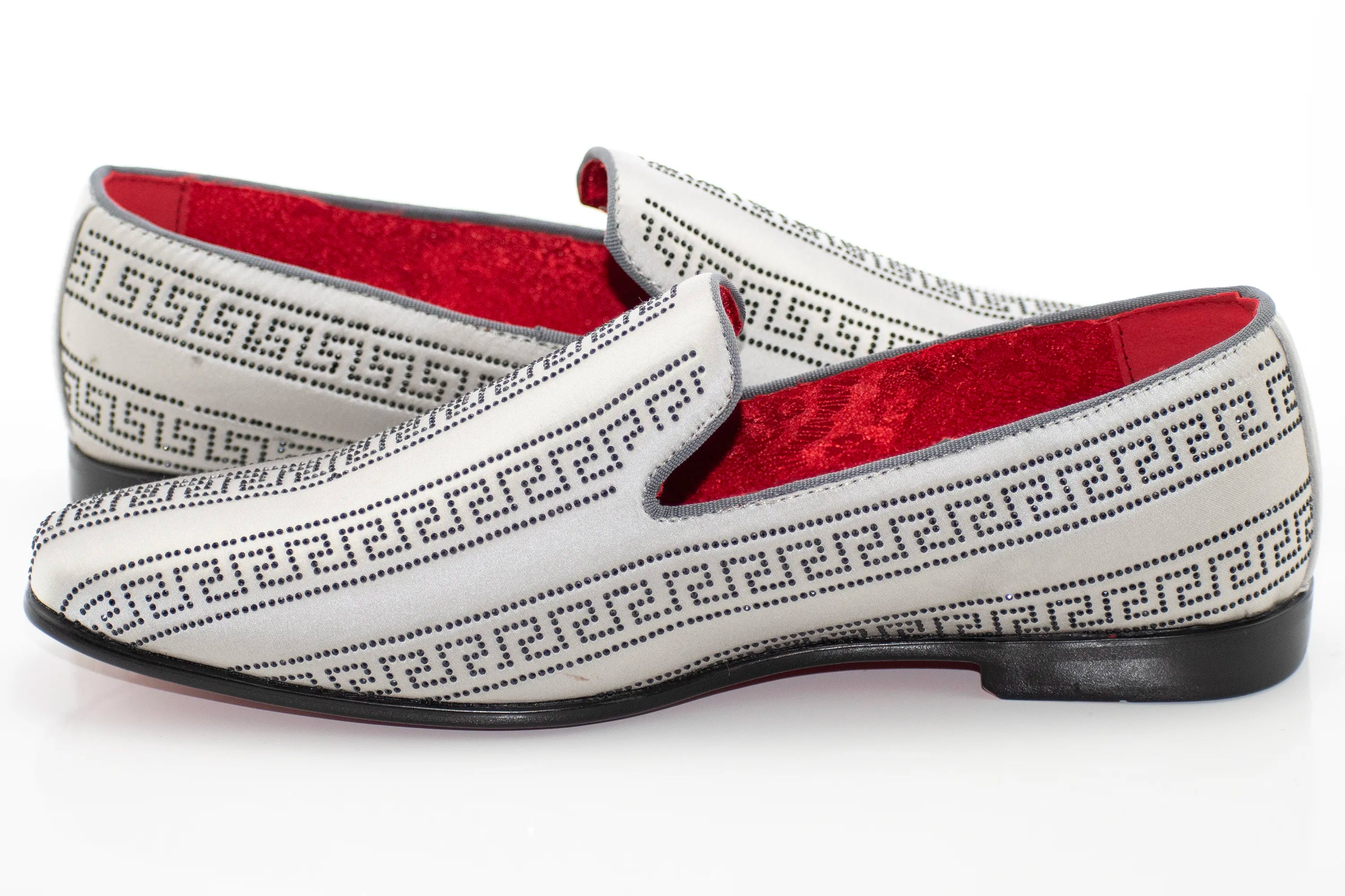 Men's Silver And Black Grecian Rhinestone Dress Loafer