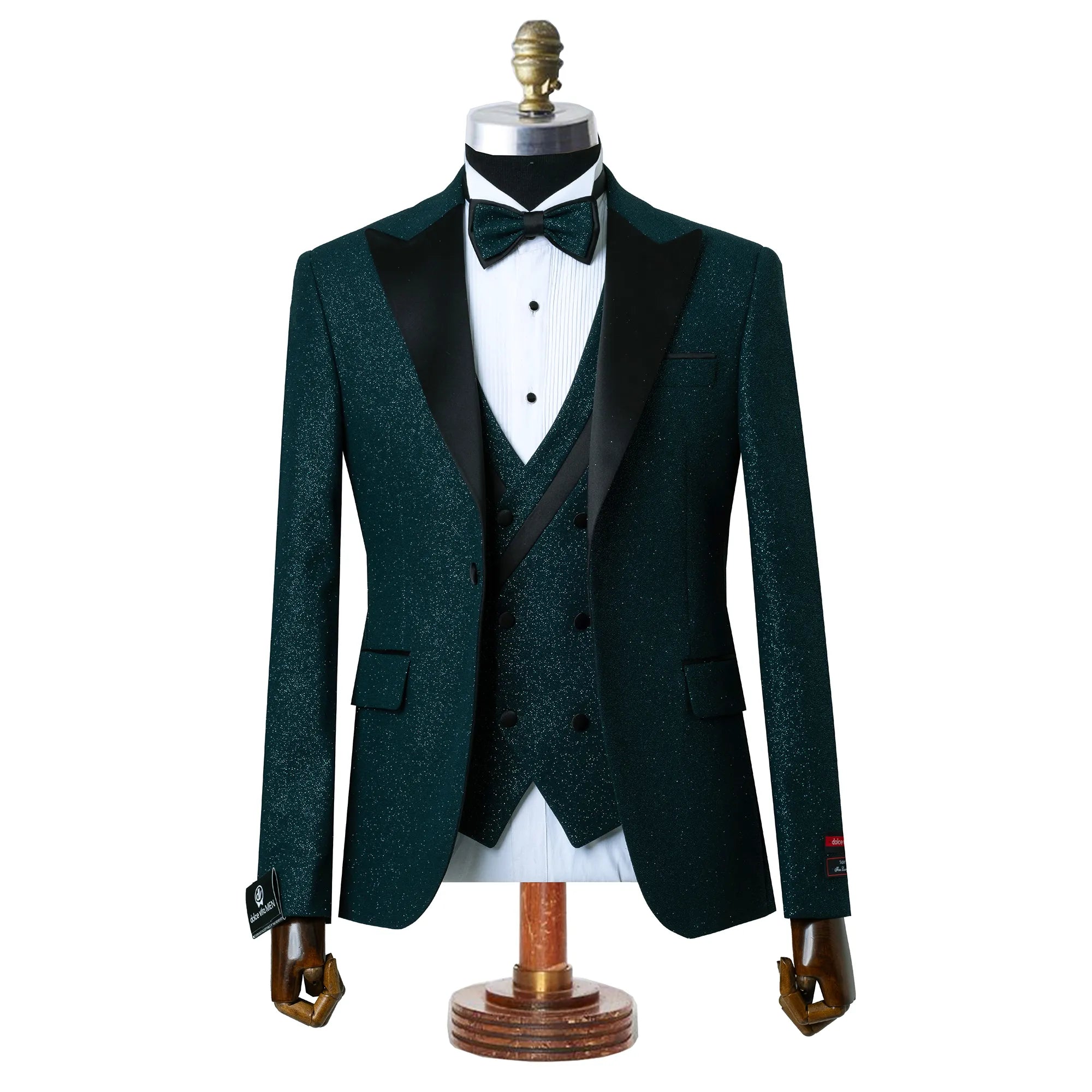 Dante | Forest Green Glitter 3-Piece Tailored-Fit Tuxedo