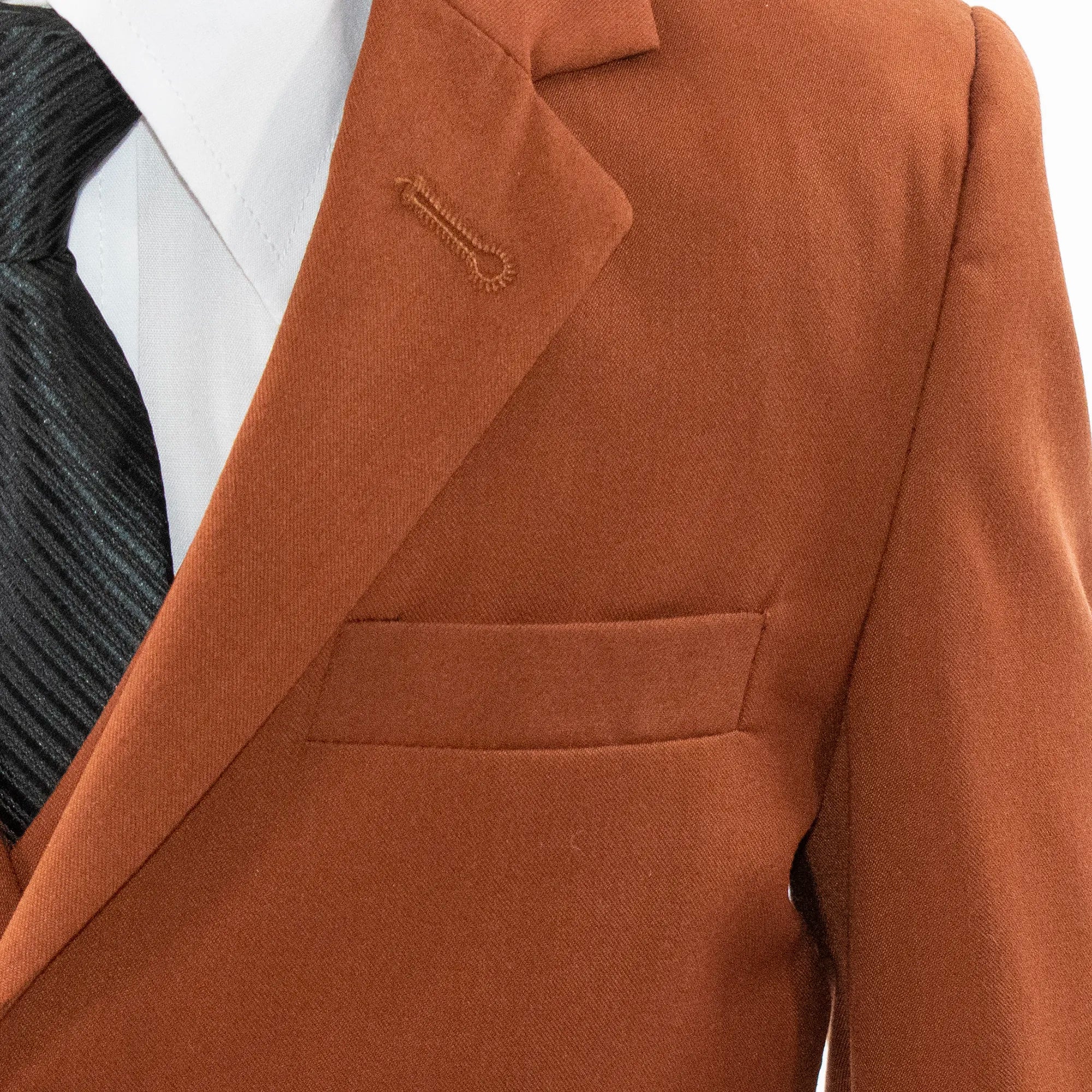 Brown 3-Piece Kids' Suit With Notch Lapels