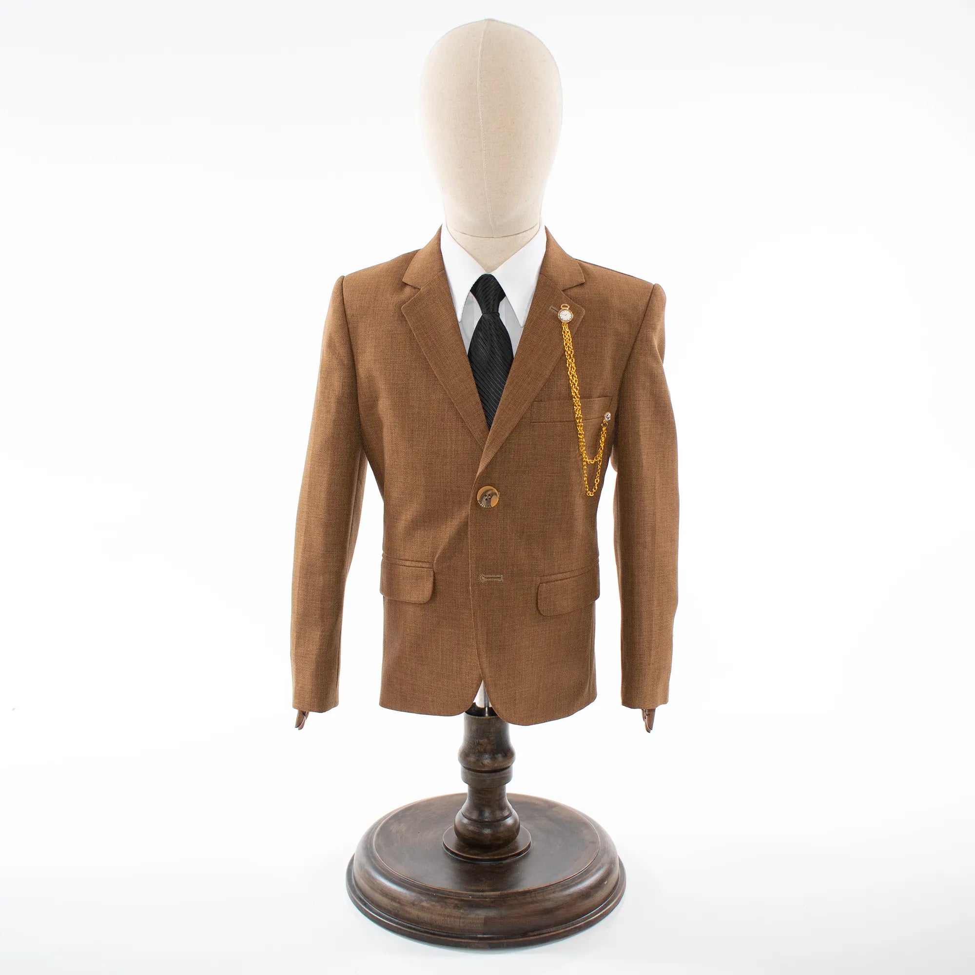 Kids' Brown Twill 3-Piece Suit