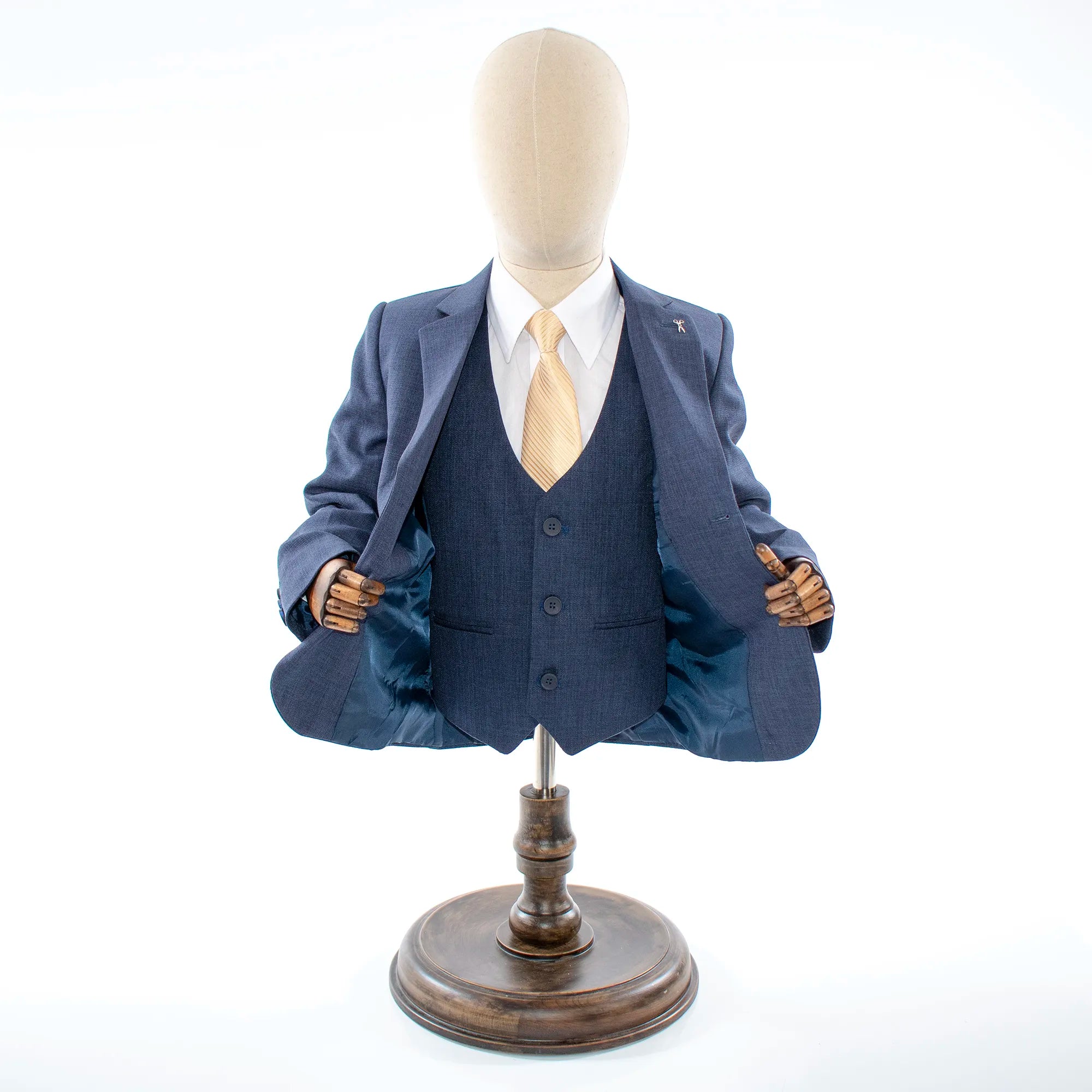 Kids' Navy Blue Twill 3-Piece Suit