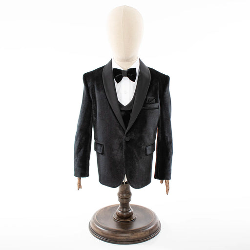 Kids' Black Velvet 3-Piece Tuxedo