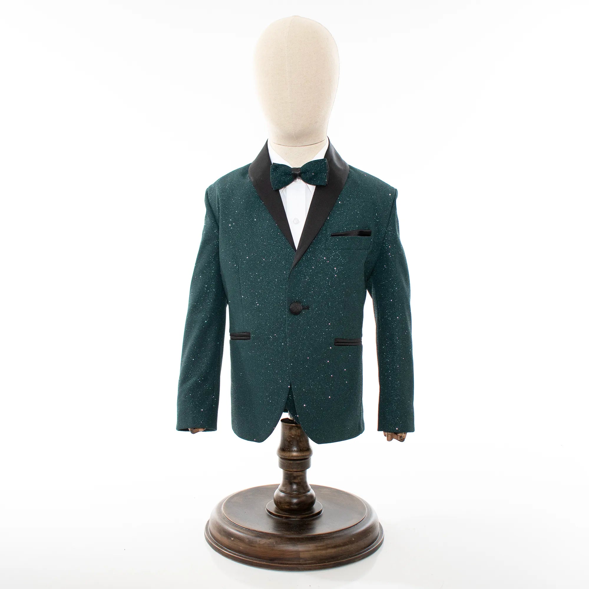 Hunter Greeen Glitter 3-Piece Kids' Tuxedo with Matching Waistcoat