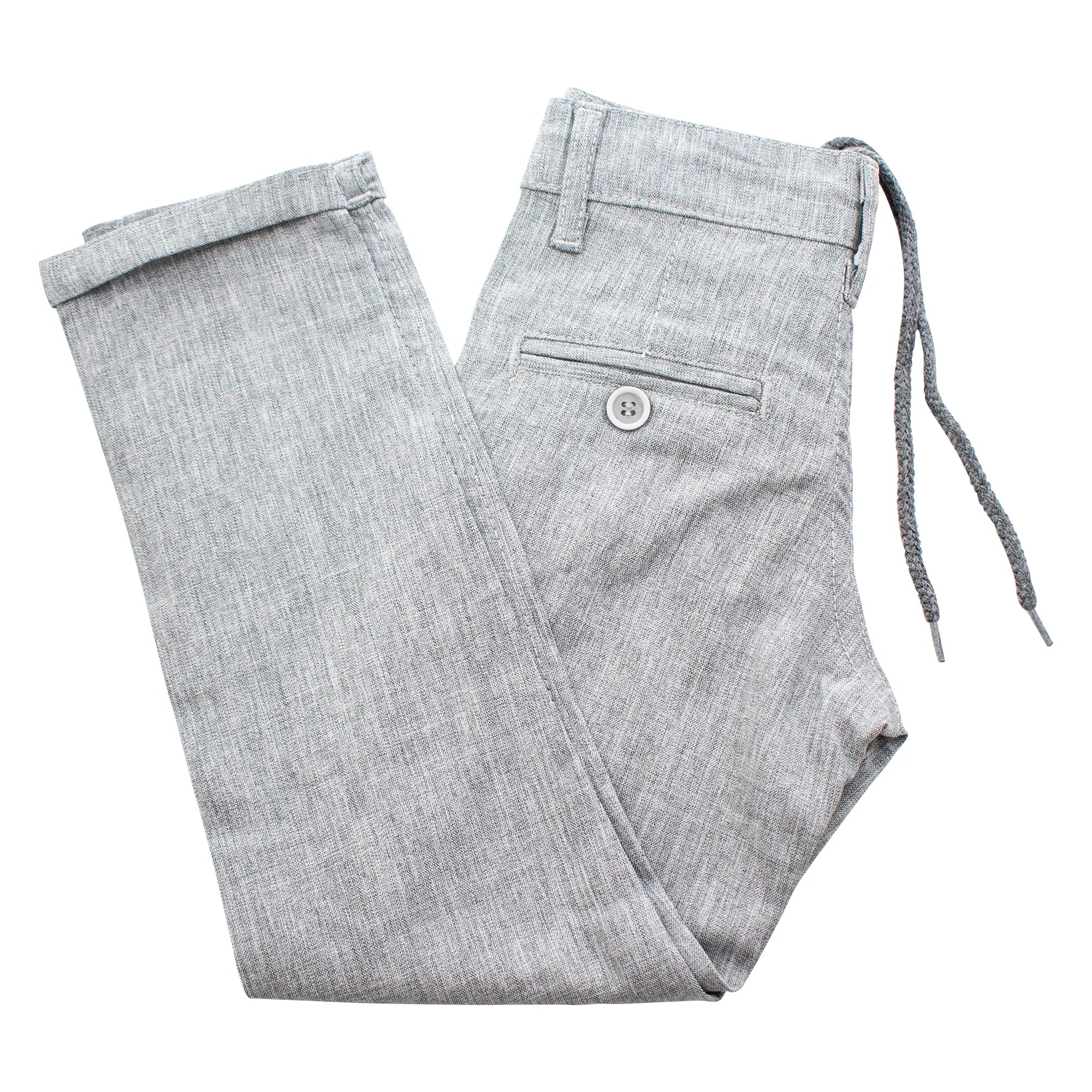 Gray Mandarin Collar 2-Piece Kid's Suit