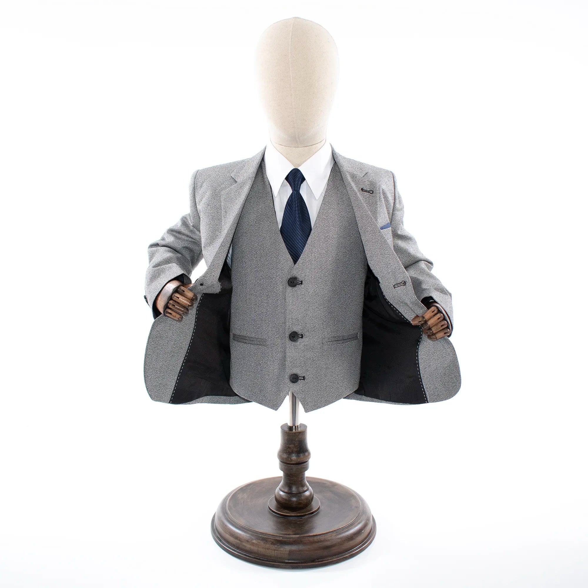 Kids' Gray Twill 3-Piece Suit