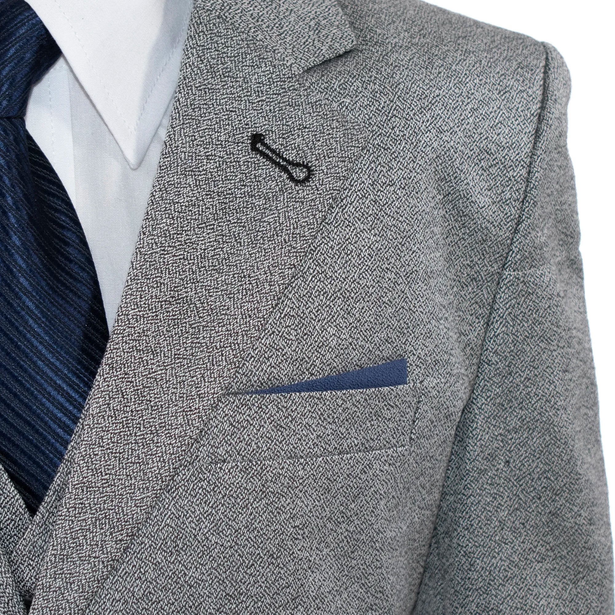 Kids' Gray Twill 3-Piece Suit