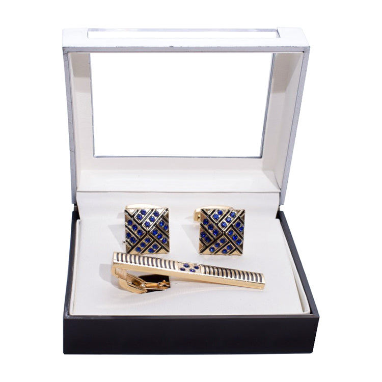 Men's Textured Bar Cufflink Tie-Bar Set