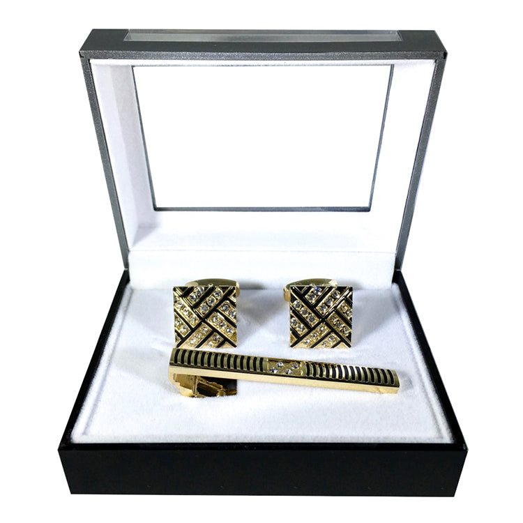 Men's Textured Bar Cufflink Tie-Bar Set