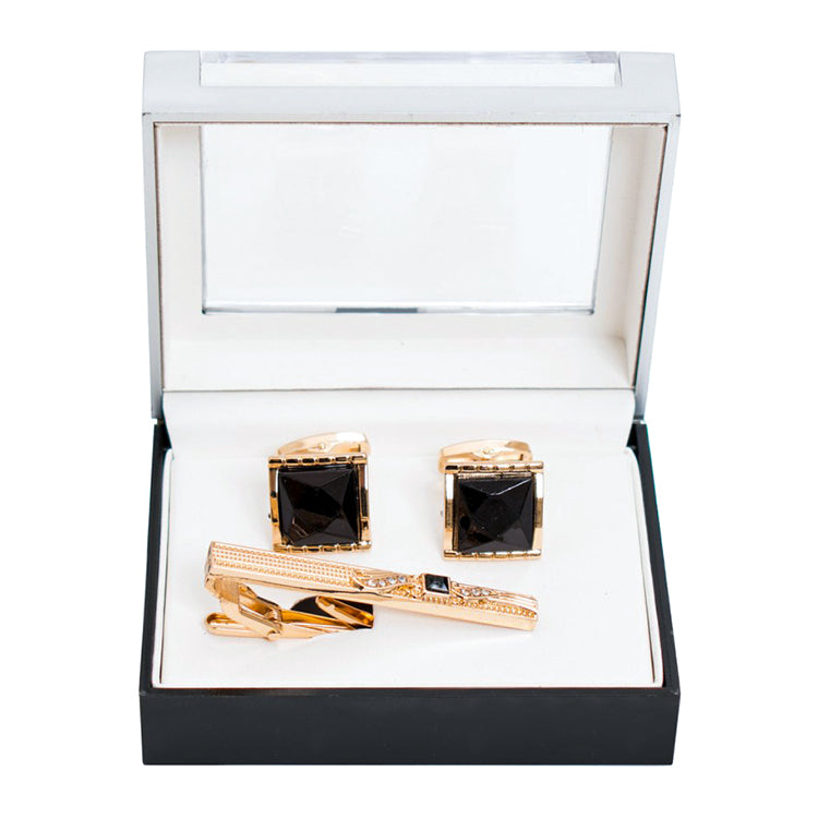 Men's Textured Bar Cufflink Tie-Bar Set