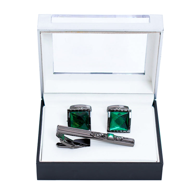 Men's Textured Bar Cufflink Tie-Bar Set