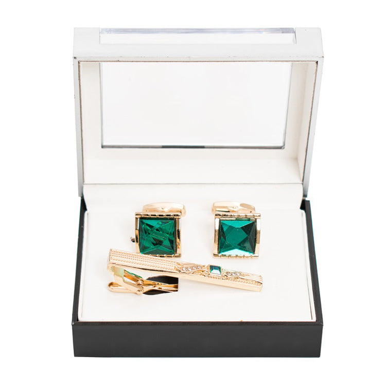 Men's Textured Bar Cufflink Tie-Bar Set