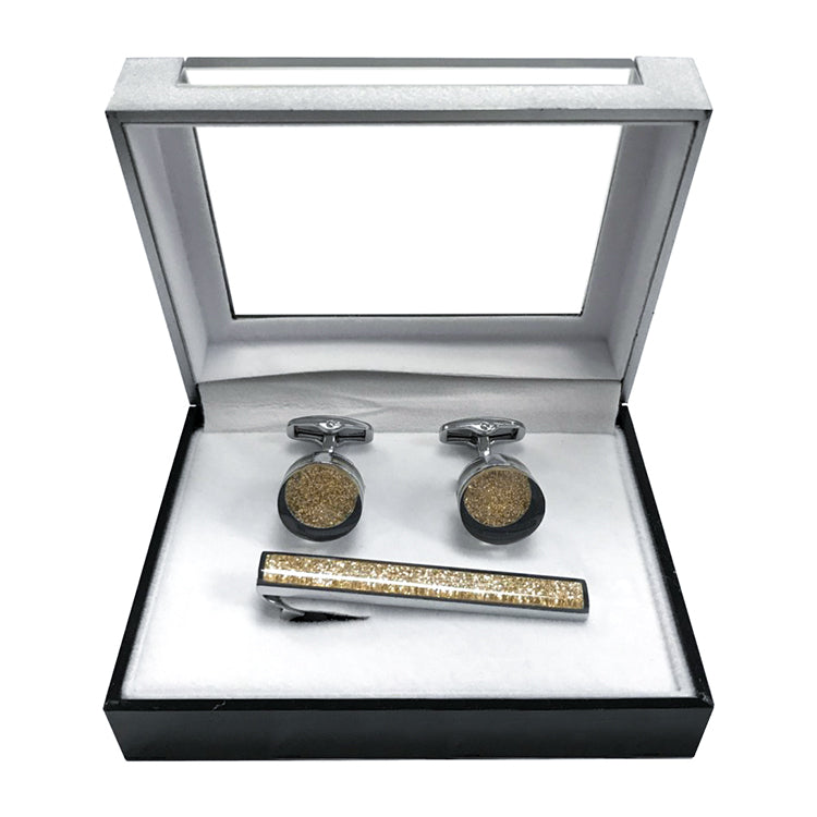 Men's Textured Bar Cufflink Tie-Bar Set