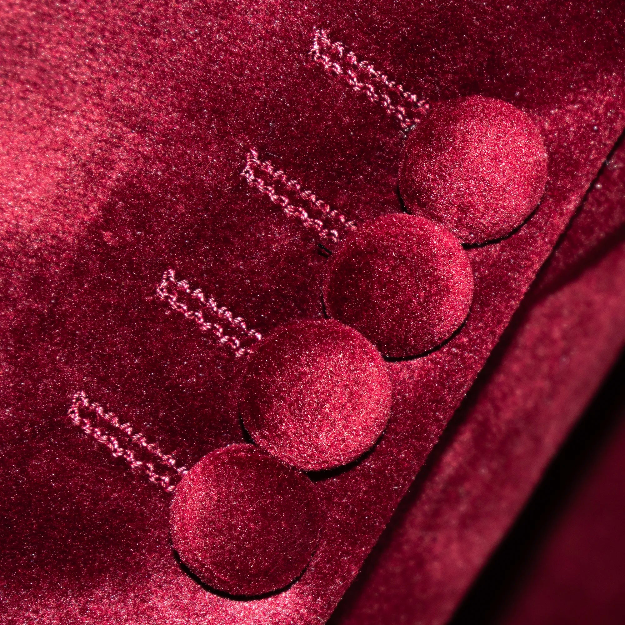 Burgundy Velvet Dinner Jacket with Iridescent Rhinestone Lapels