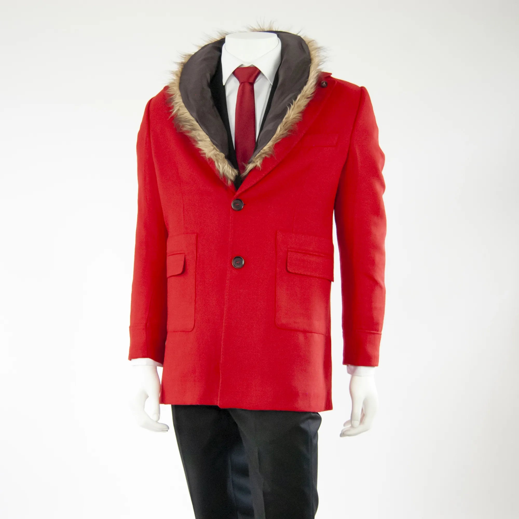 Men's Red Wool Overcoat