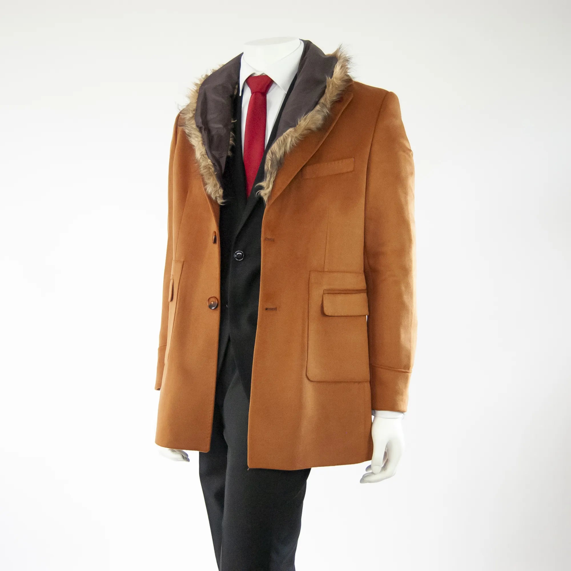 Men's Caramel Brown Wool Overcoat