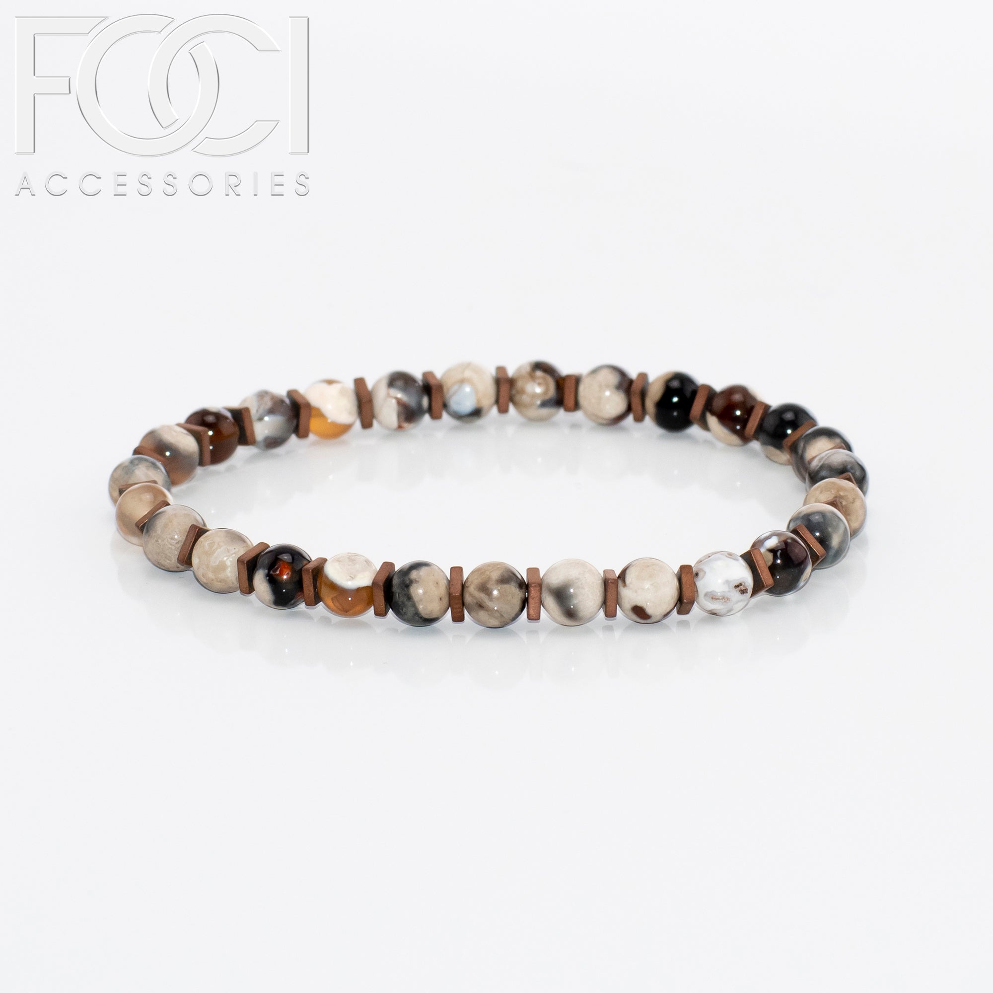 Unisex Large Bead and Metal Spacers Bracelet