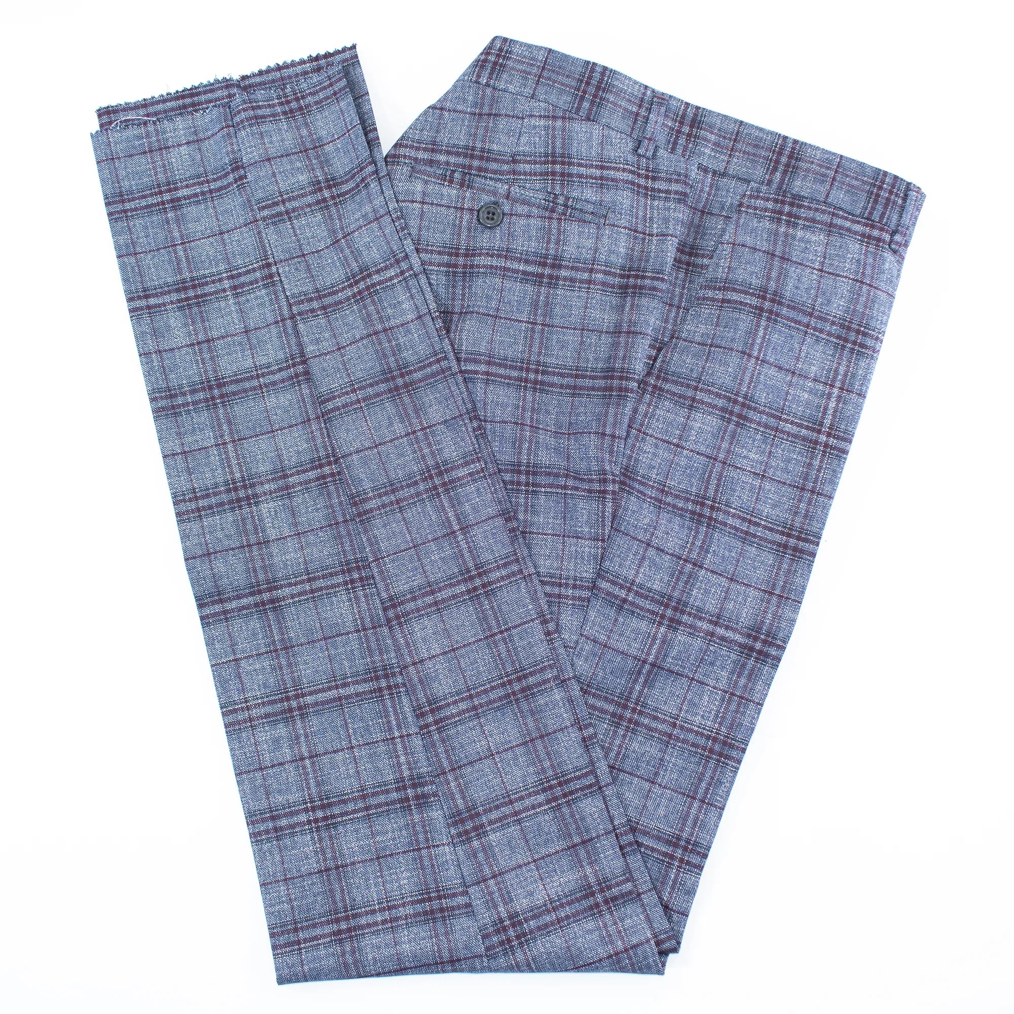 Navy And Plum Plaid Slim-Fit 3-Piece Suit