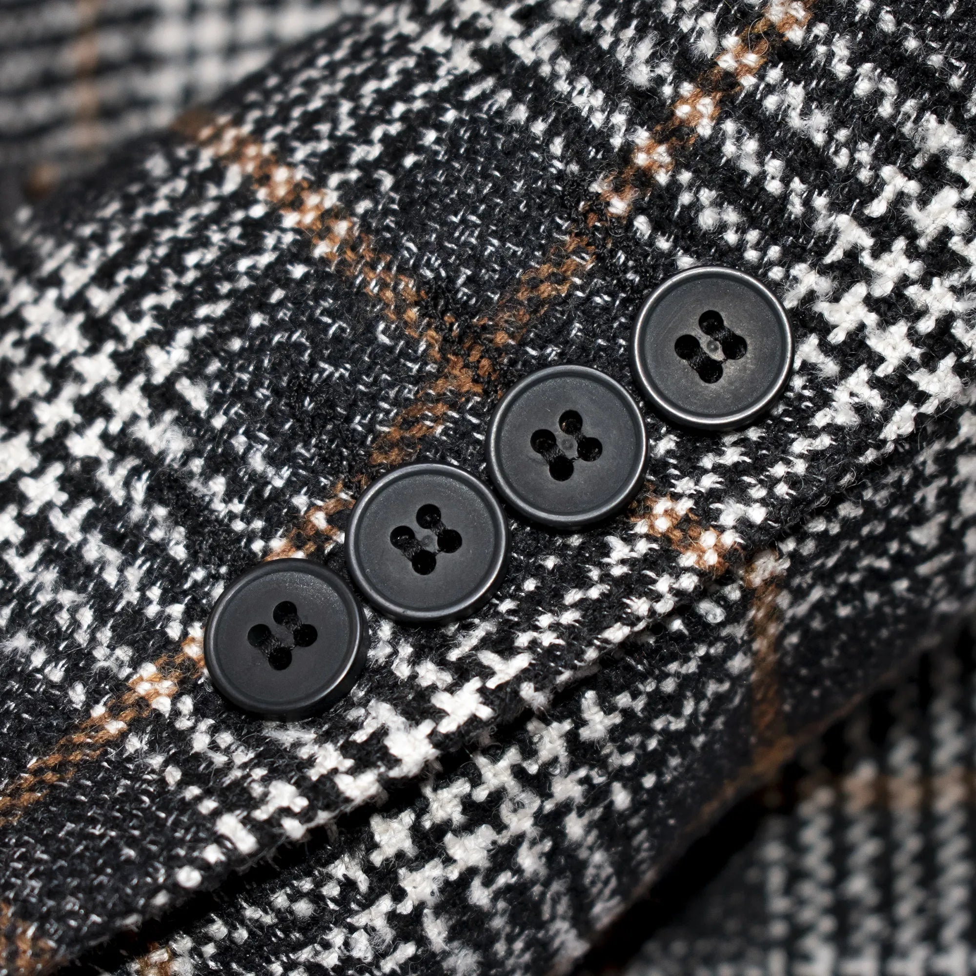 Black Plaid 3-Piece Tailored-Fit Wool Suit