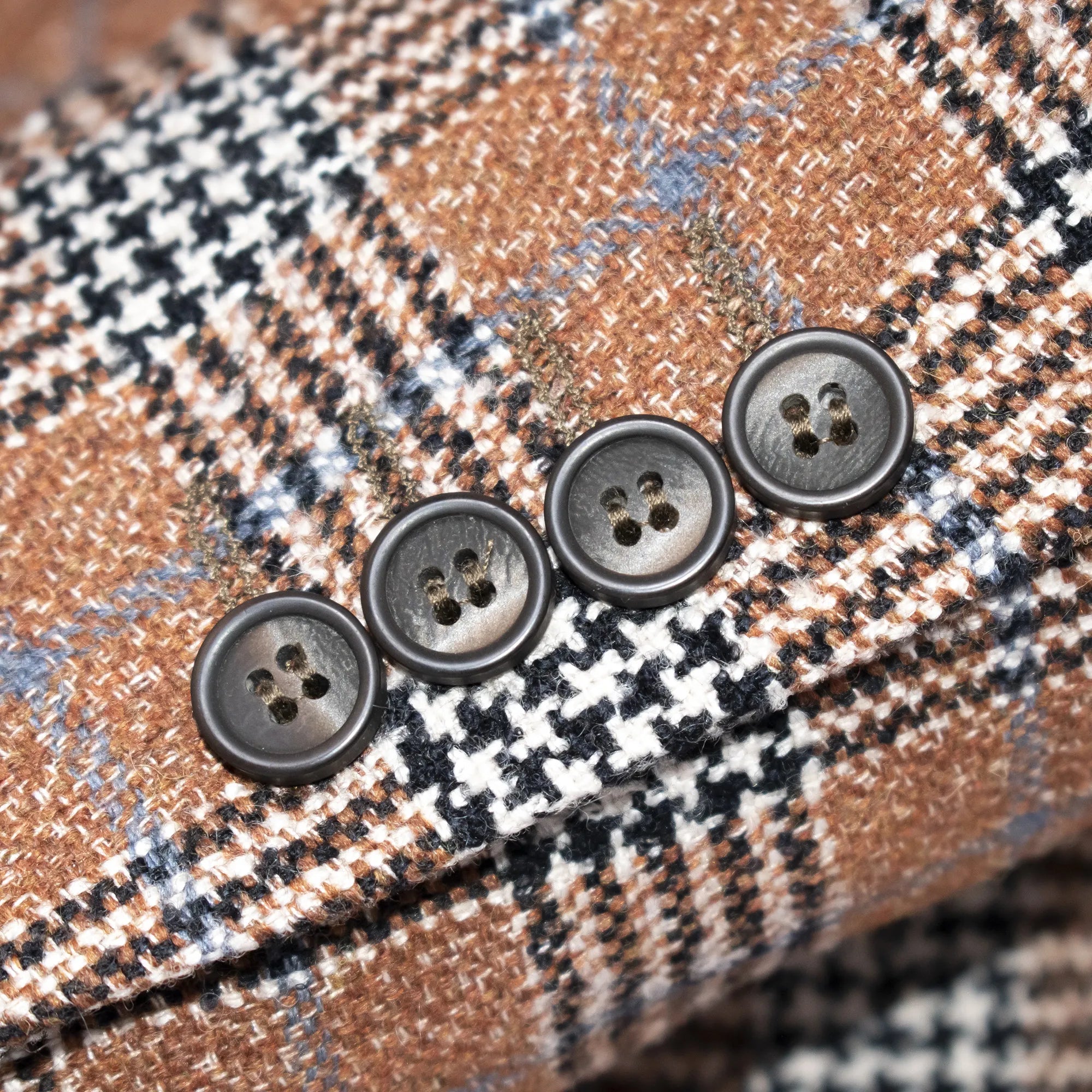 Orange Plaid 3-Piece Tailored-Fit Wool Suit