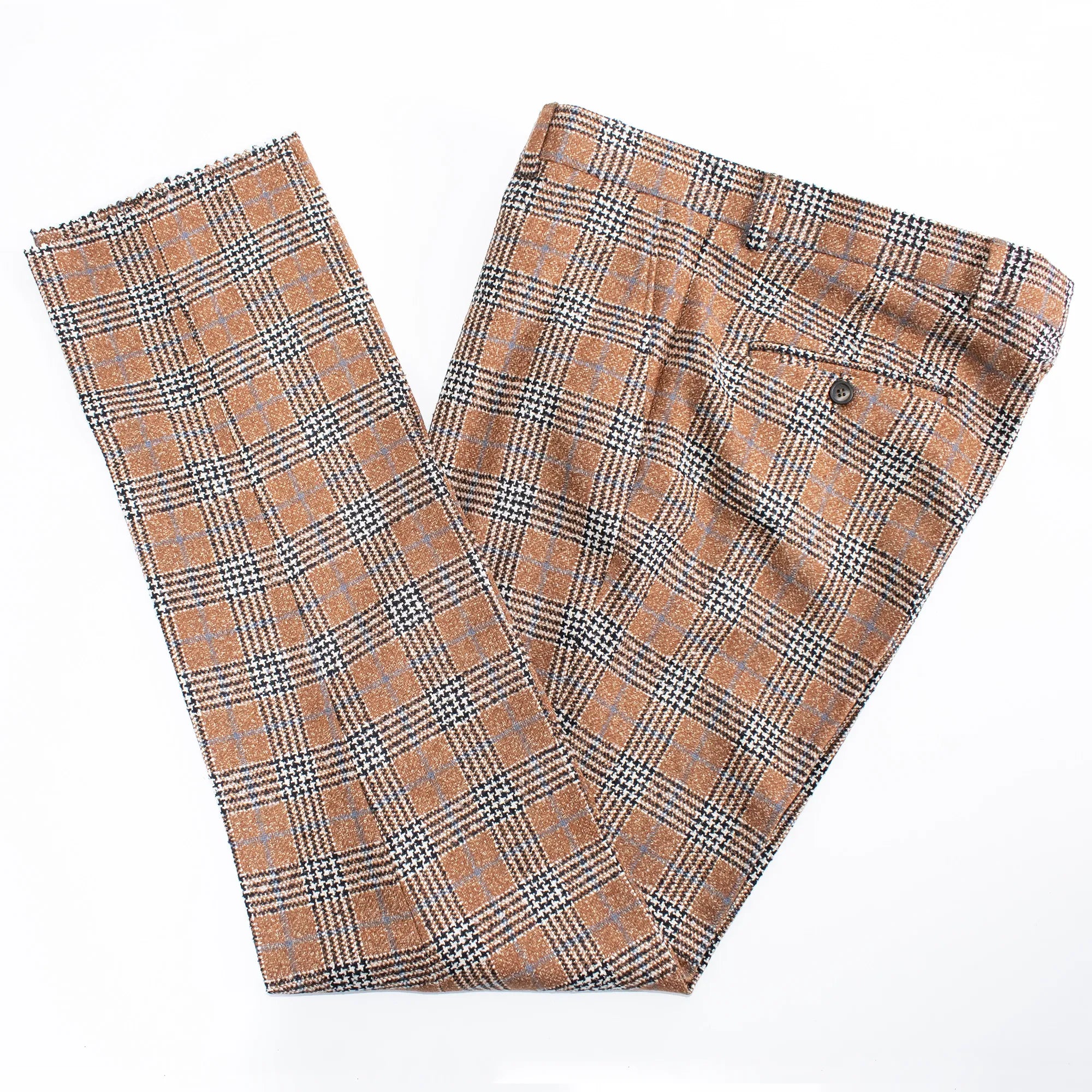 Orange Plaid 3-Piece Tailored-Fit Wool Suit