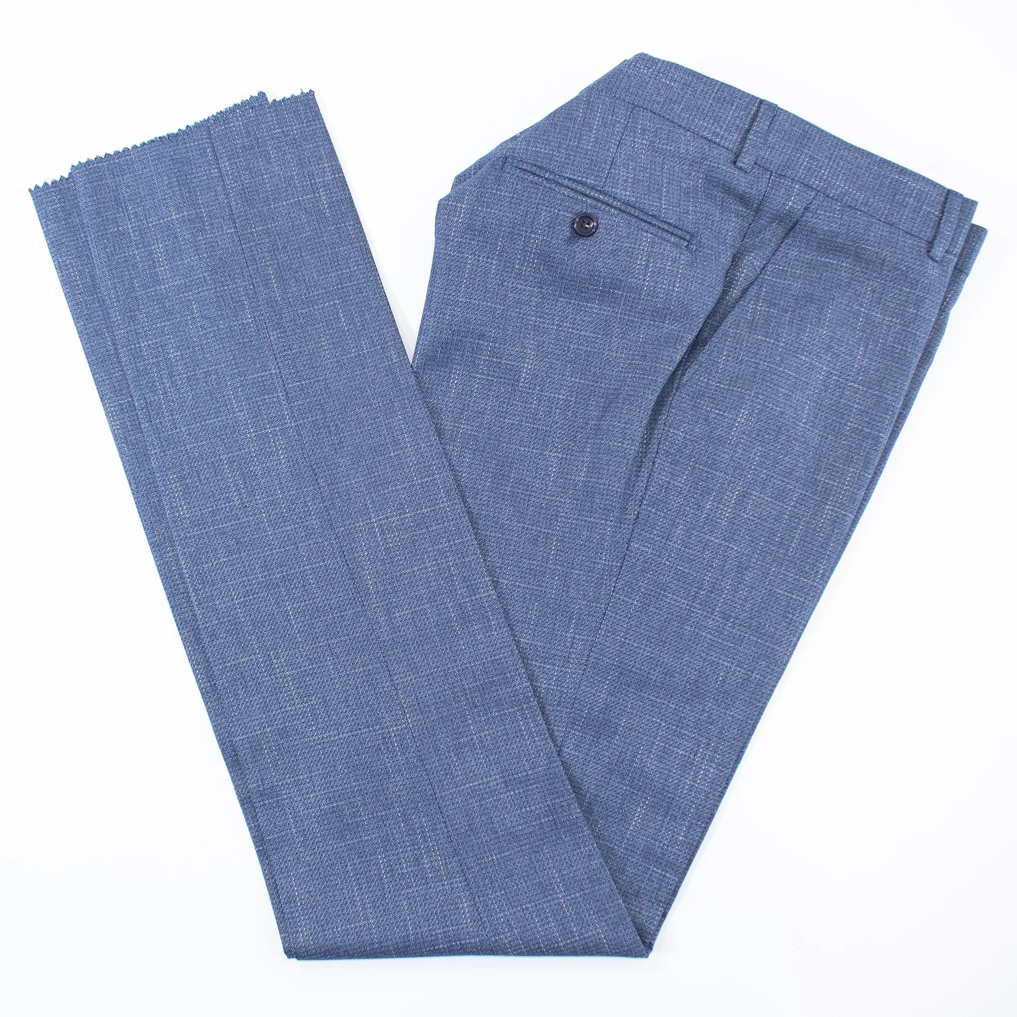 French Blue and Gold Window Pane Slim-Fit 3-Piece Suit