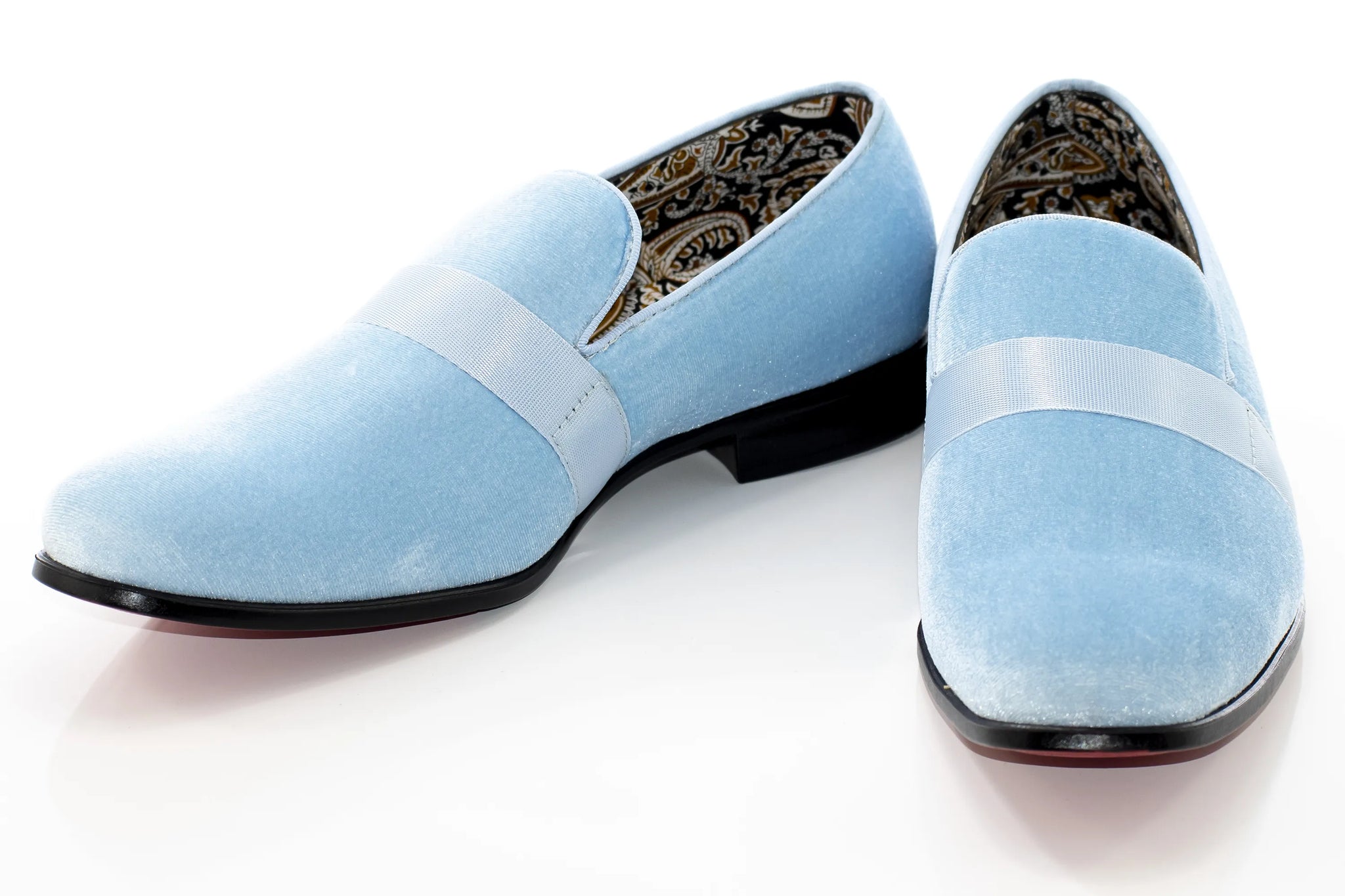 Light Blue Velvet Smoking Loafer