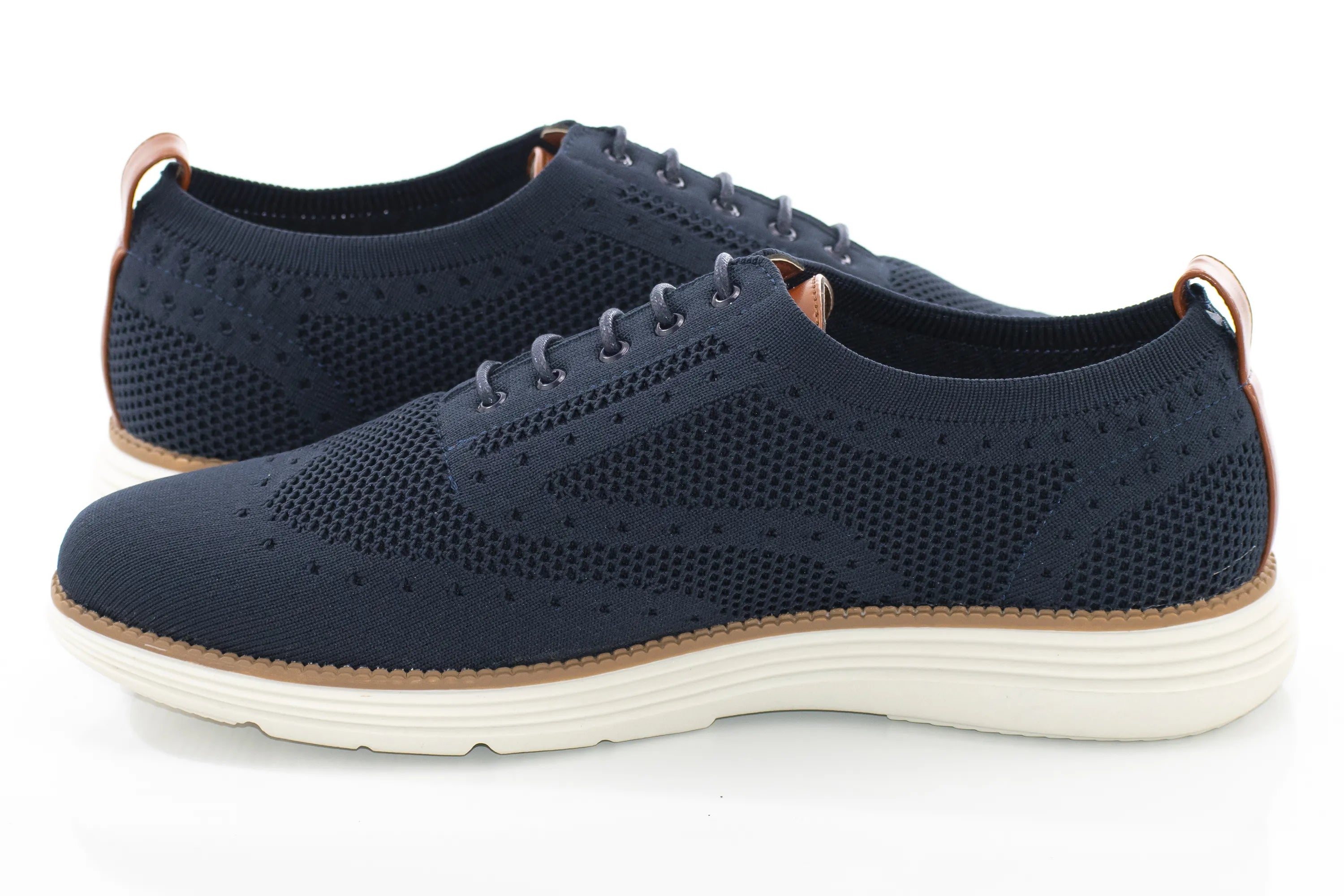Men's White And Navy Blue Oxford Lace Dress Sneaker