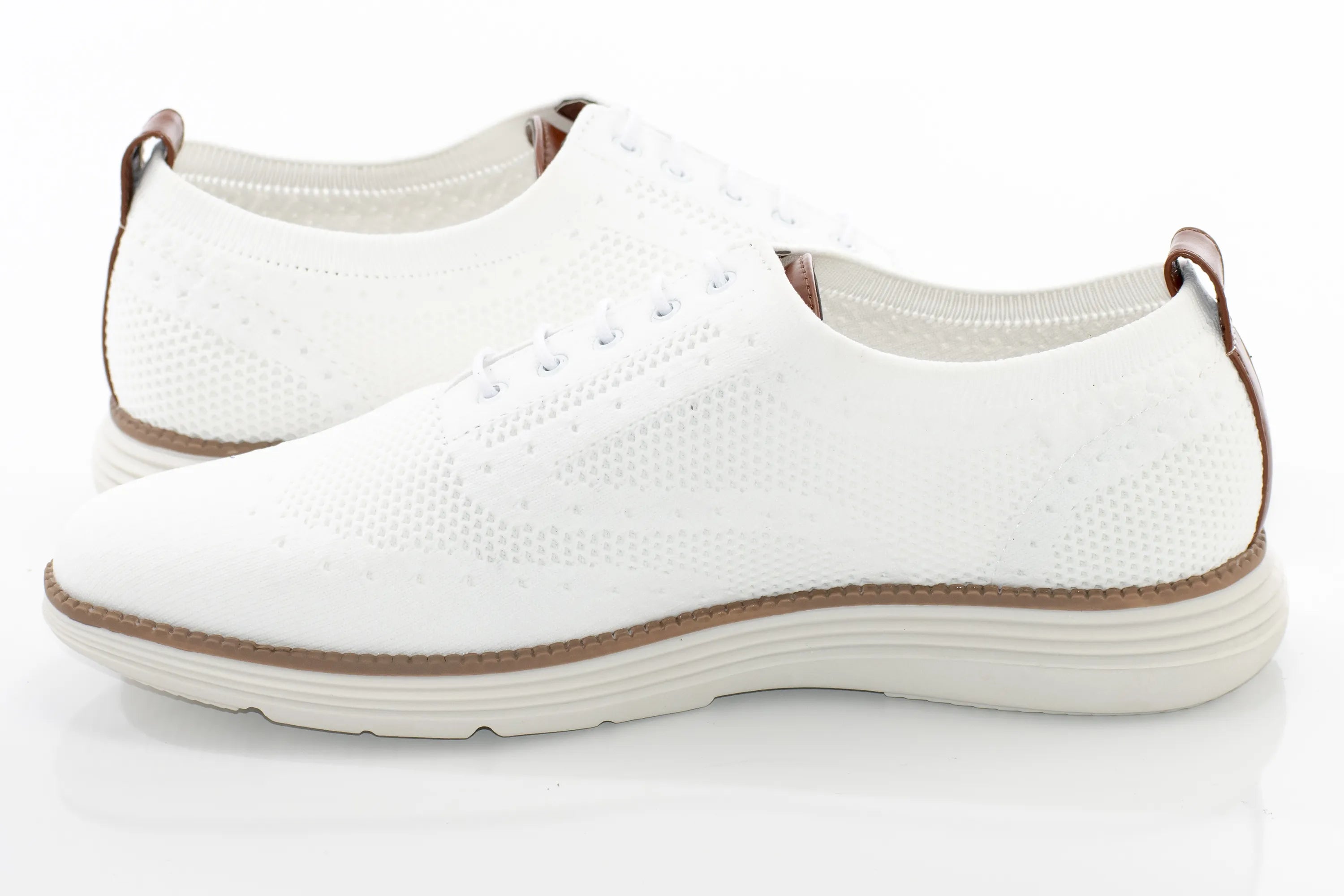 Men's White And Brown Oxford Lace Dress Sneaker