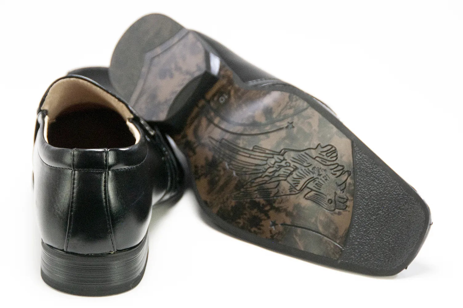 Black Square-Toed Dress Loafer with Strap
