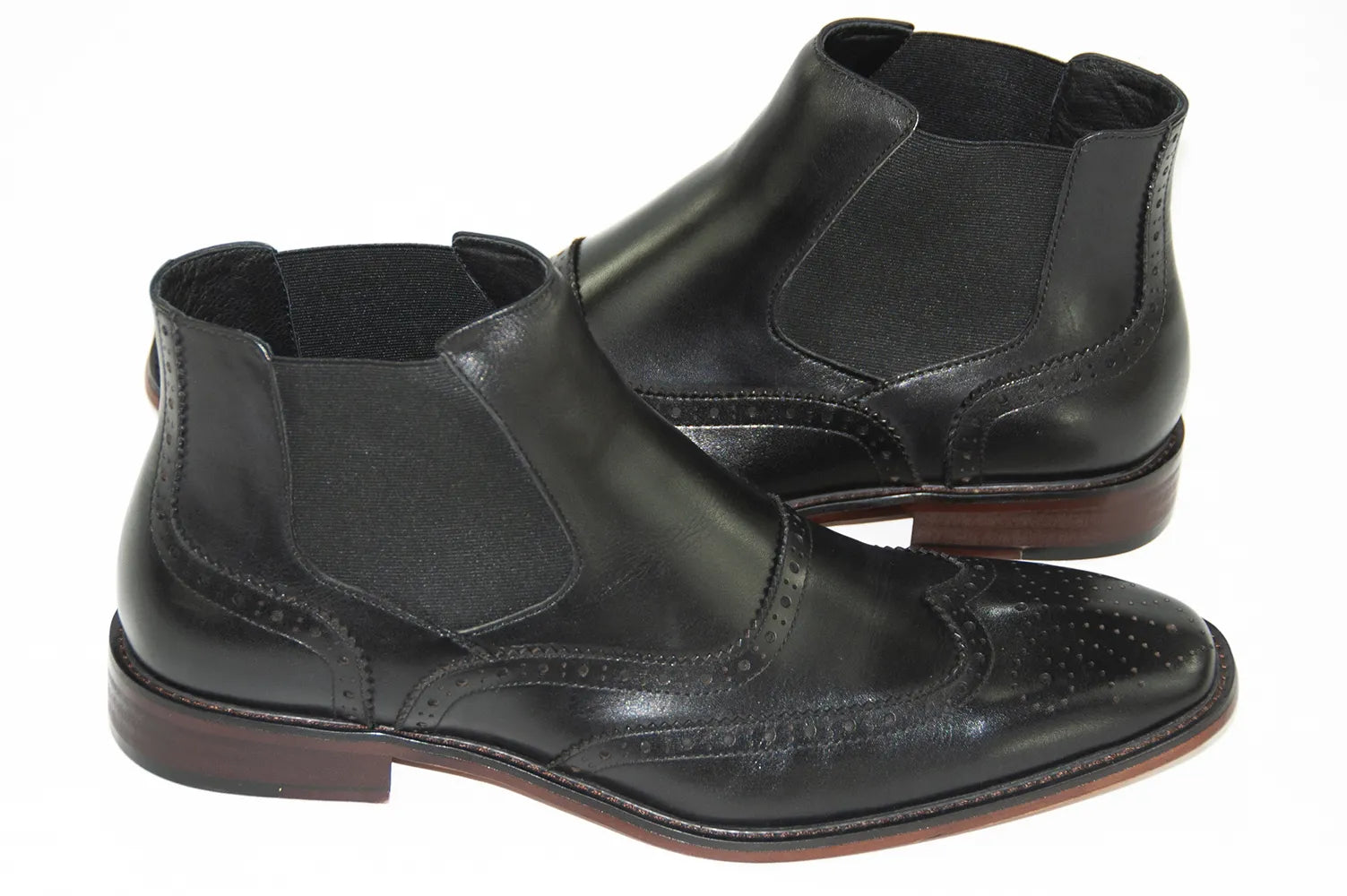 Black Wingtip Chelsea Dress Boot