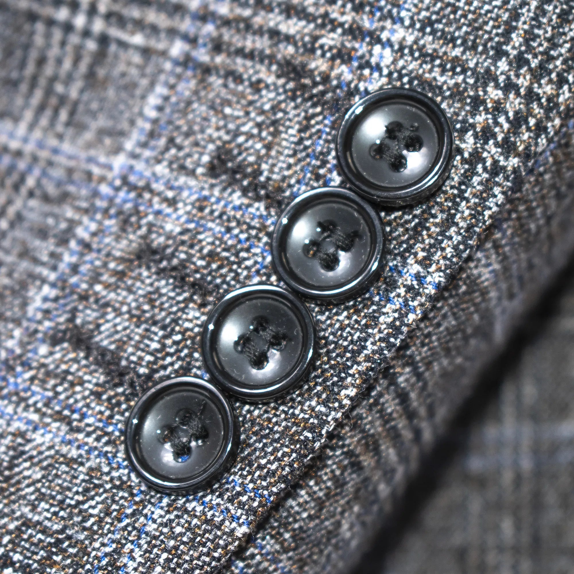 Charcoal Plaid 3-Piece Slim-Fit Suit With Notch Lapels