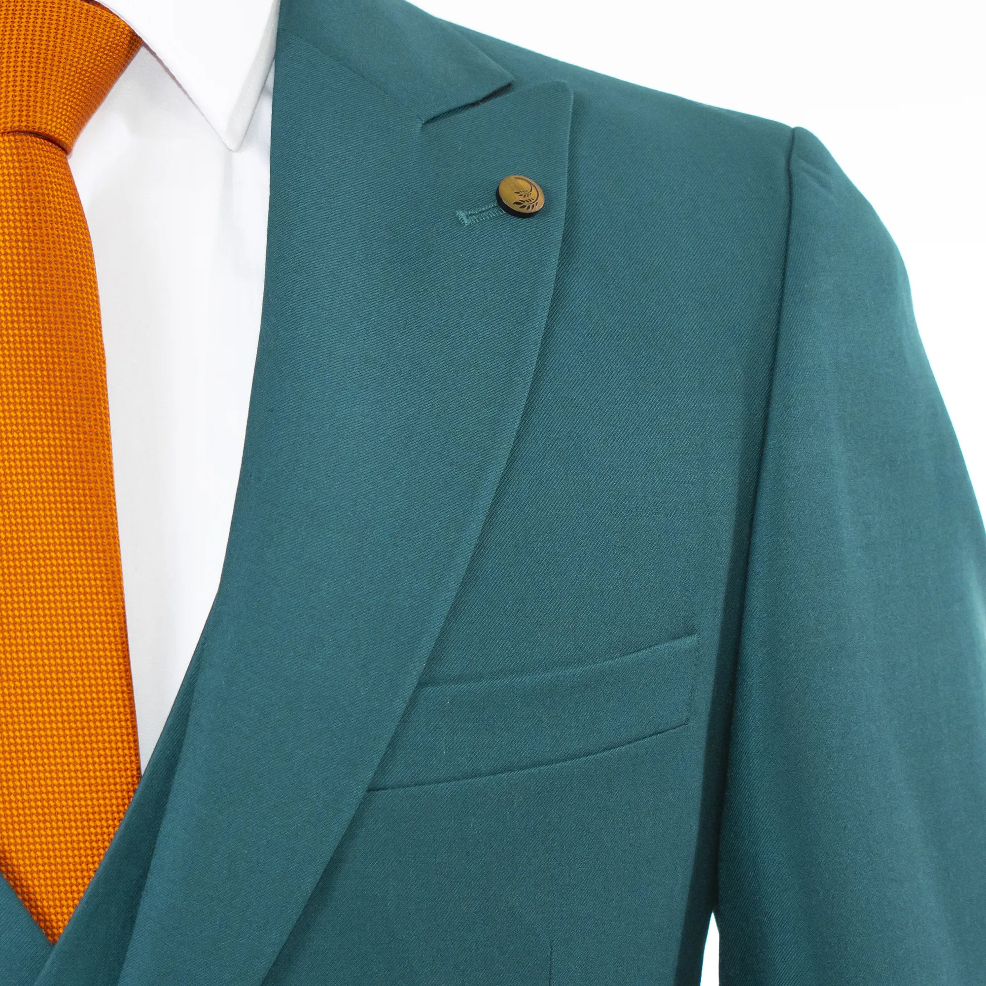 Men's Teal Green 3-Piece Suit With Double-Breasted Vest