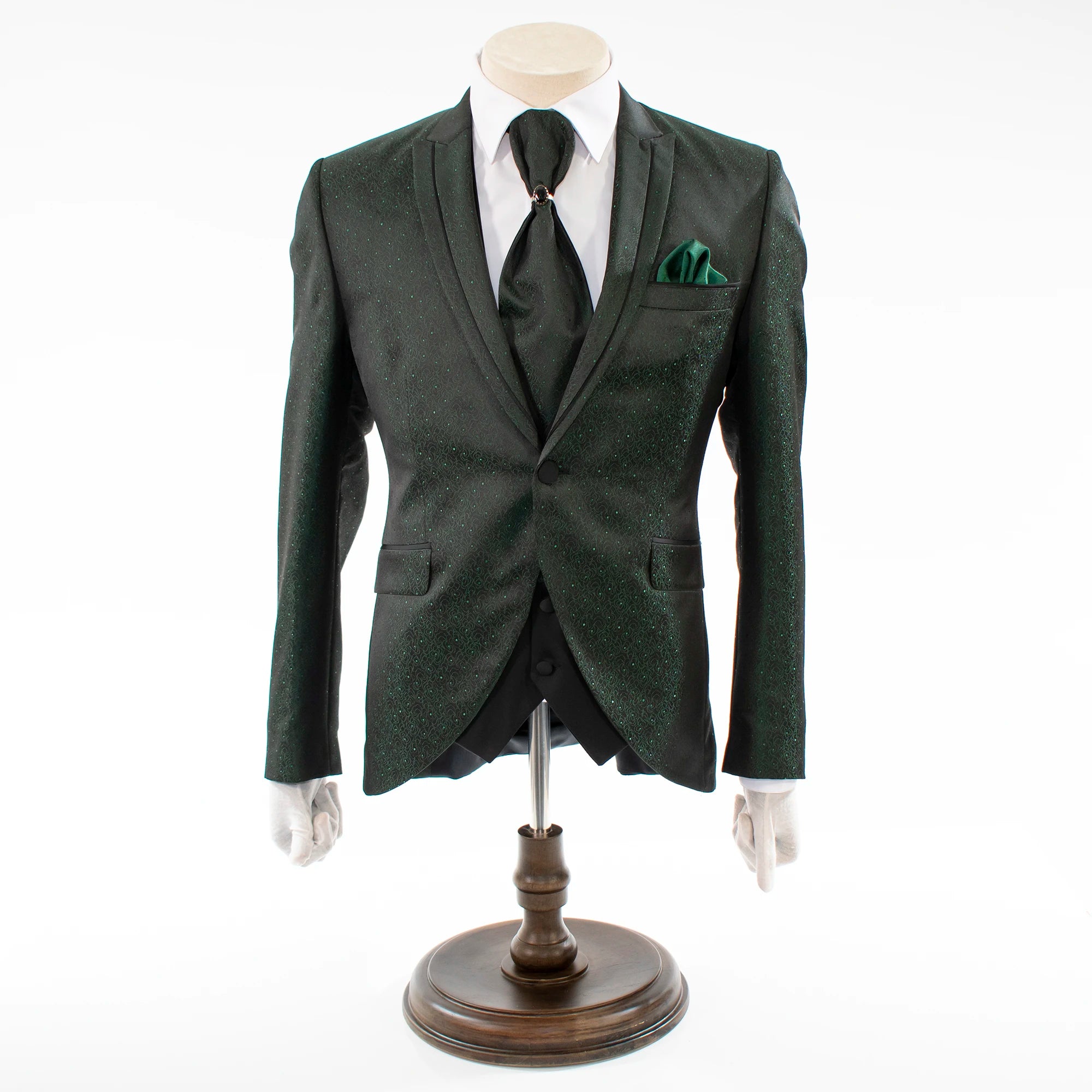 Forest Green Patterned 2-Piece Slim-Fit Tuxedo