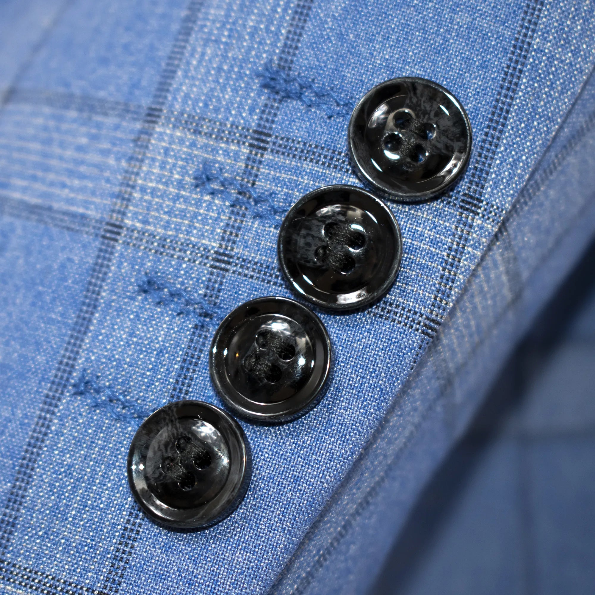 Men's Indigo Blue Plaid 3-Piece Modern Fit Wool Suit