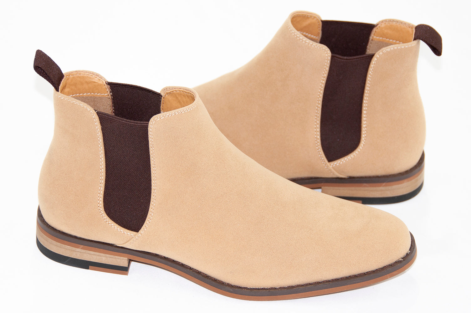 Beige Suede Chelsea Boot - Quarter And Heel