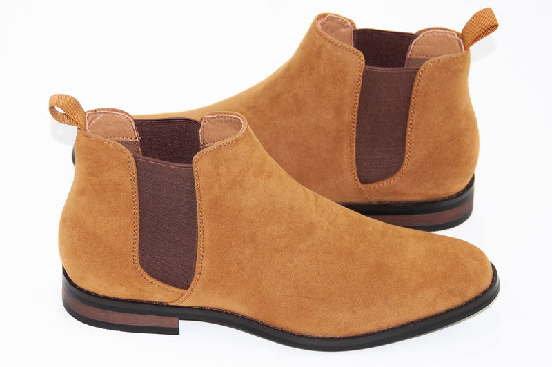 Camel Suede Chelsea Boot - Quarter And Heel