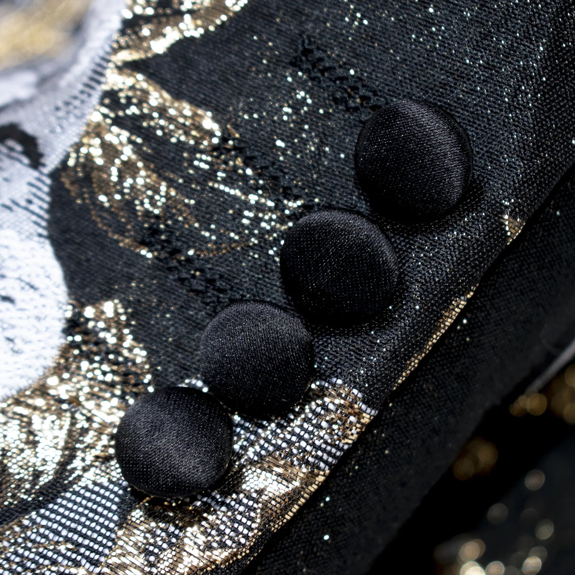 Black Luxurious Floral Baroque 3-Piece Slim-Fit Tuxedo