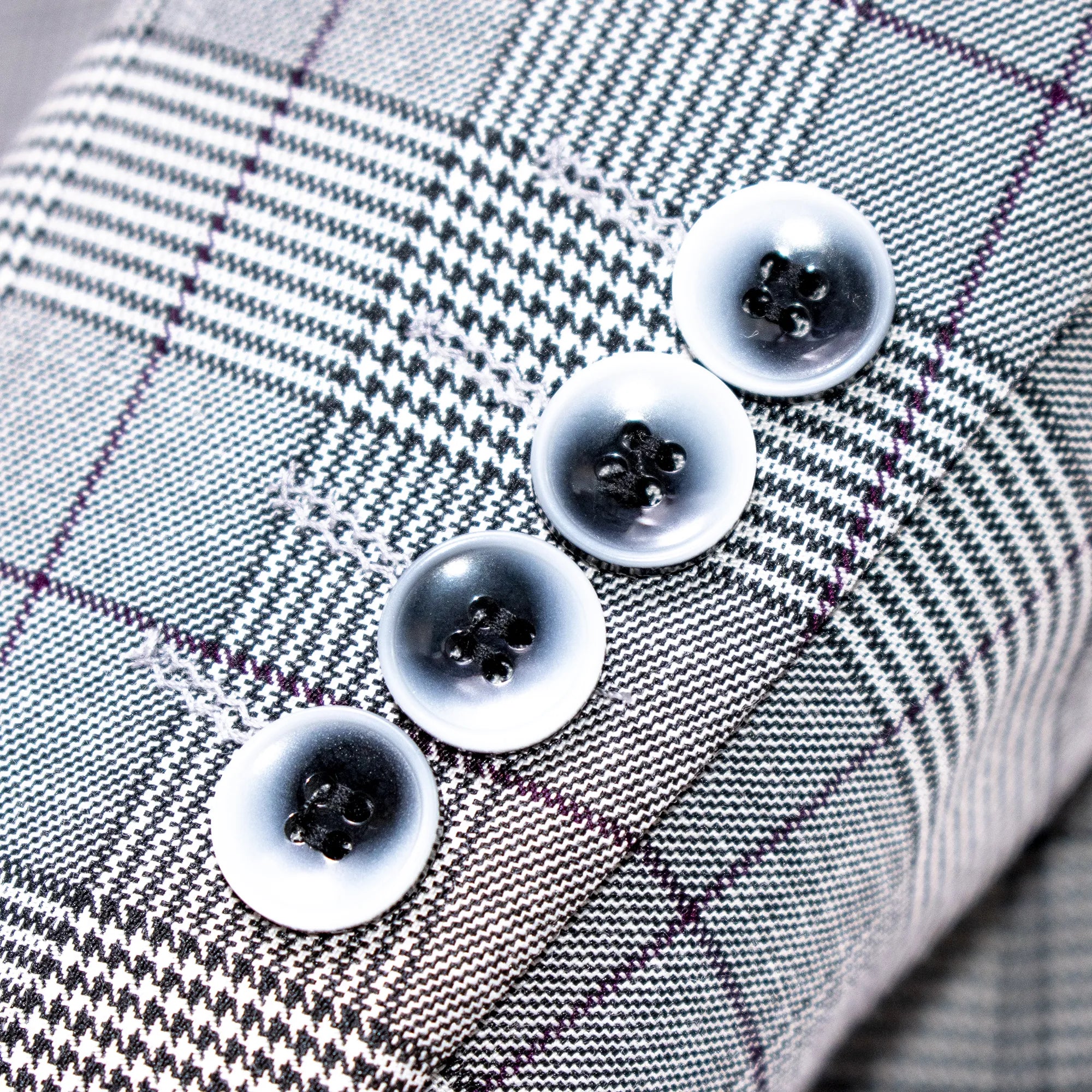 Men's Burgundy And Gray Dupplin Plaid 3-Piece Suit