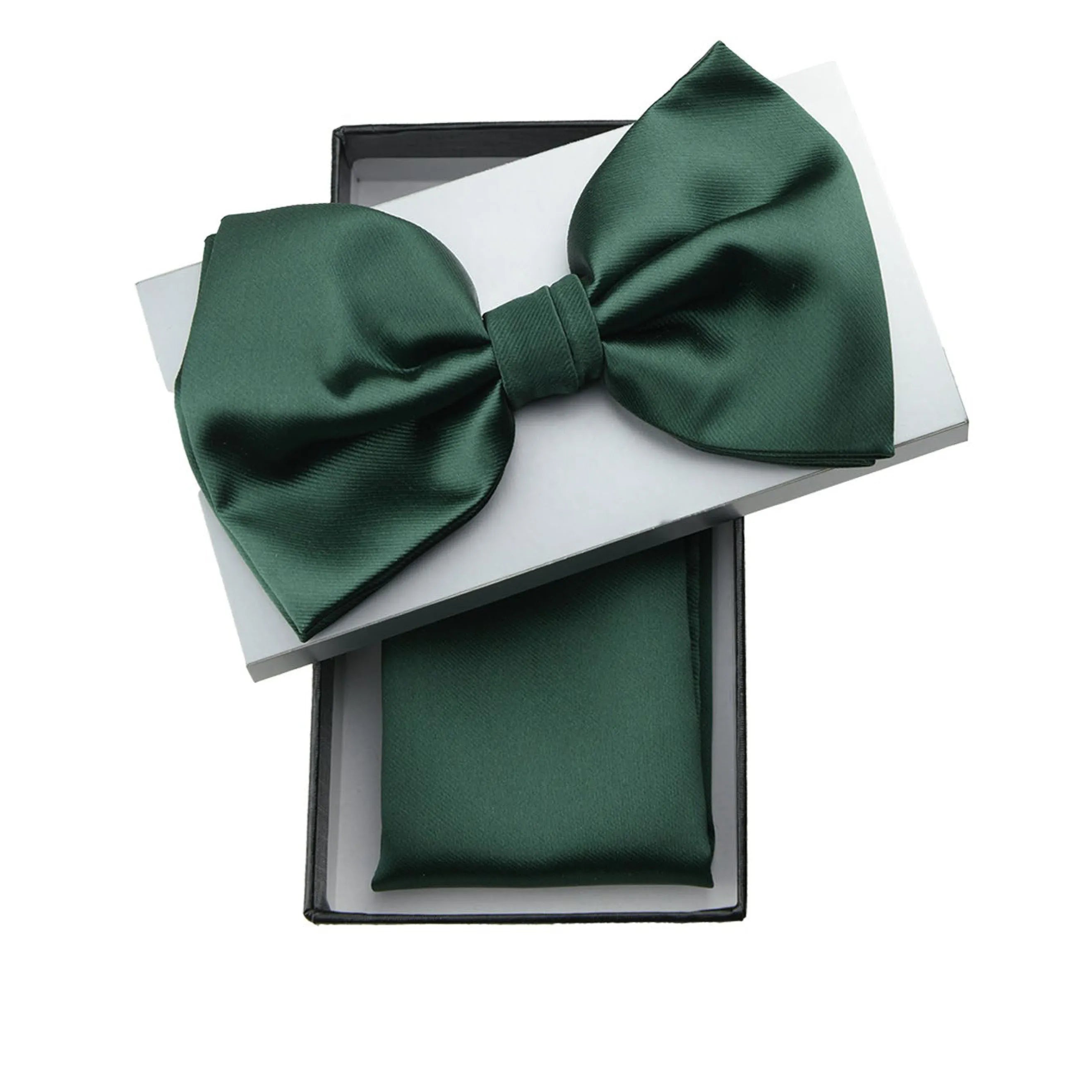Hunter Green Solid Pre-Tie Satin Bow Tie