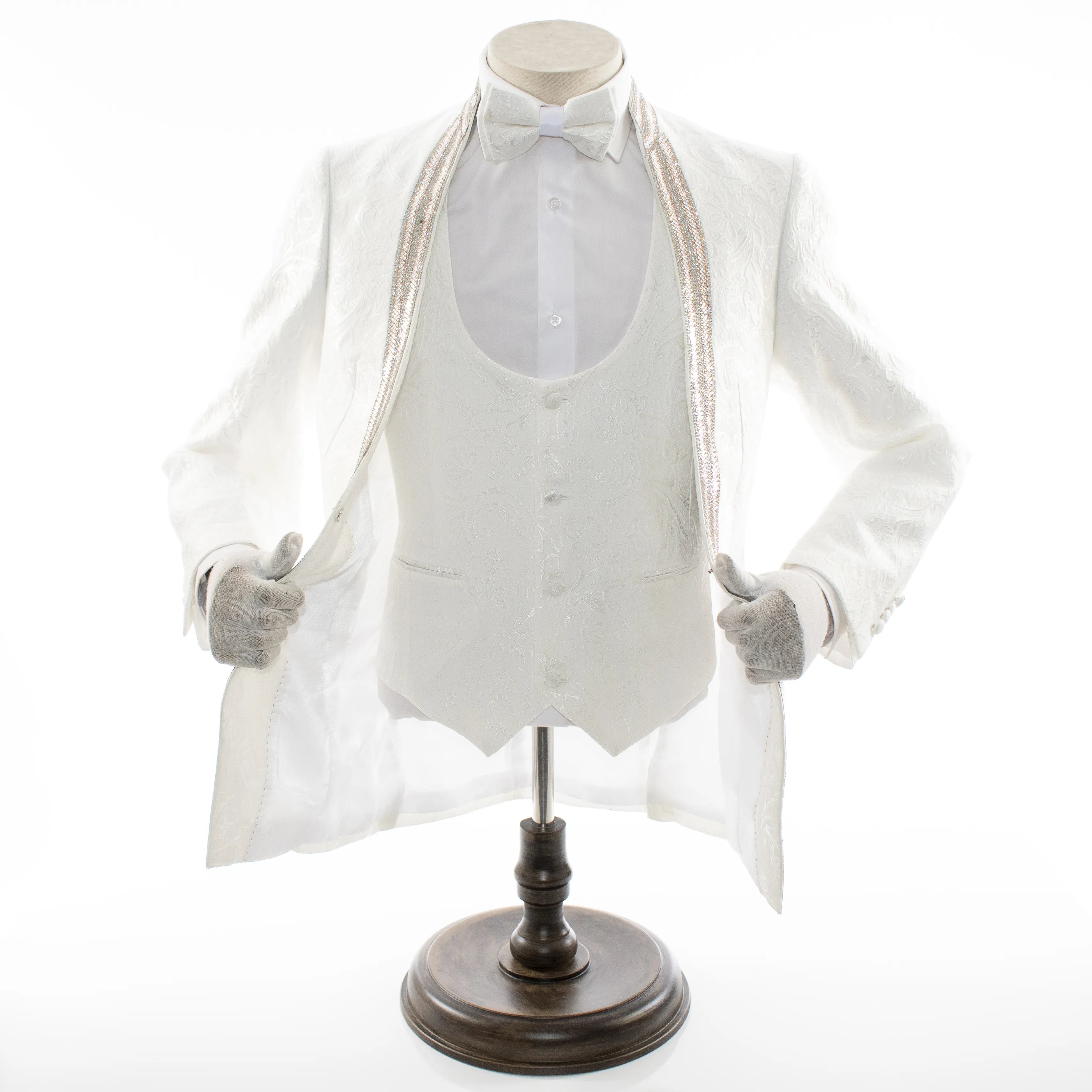 Men's White 3-Piece Tuxedo With Rhinestones