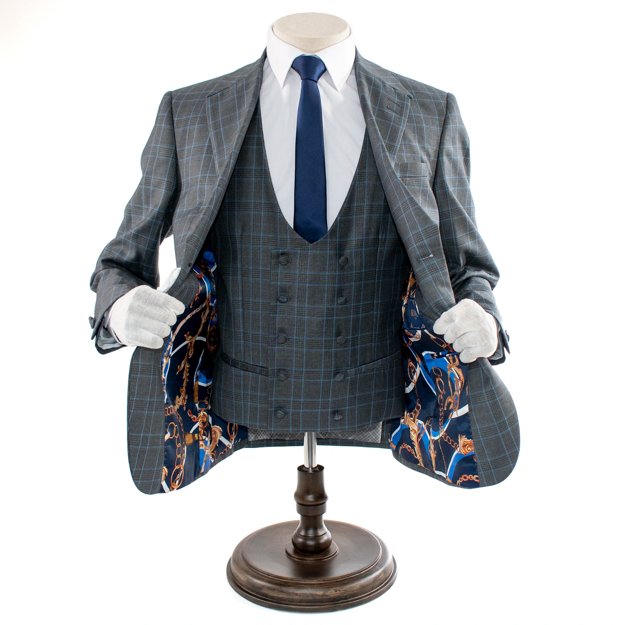 Men's Charcoal 3-Piece Modern-Fit Suit And Double Breasted Vest