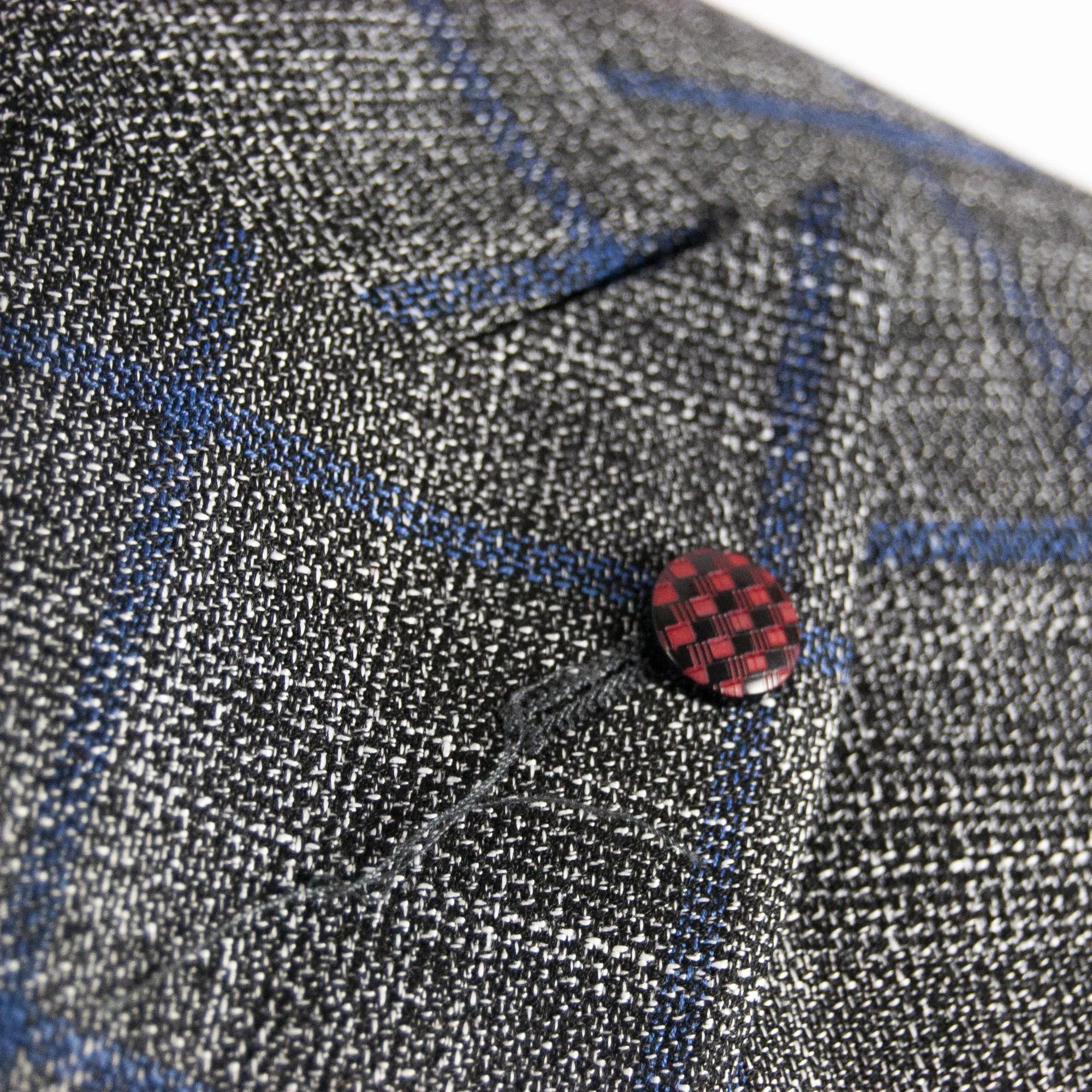 Dark Gray and Blue Checked Designer 3-Piece Suit
