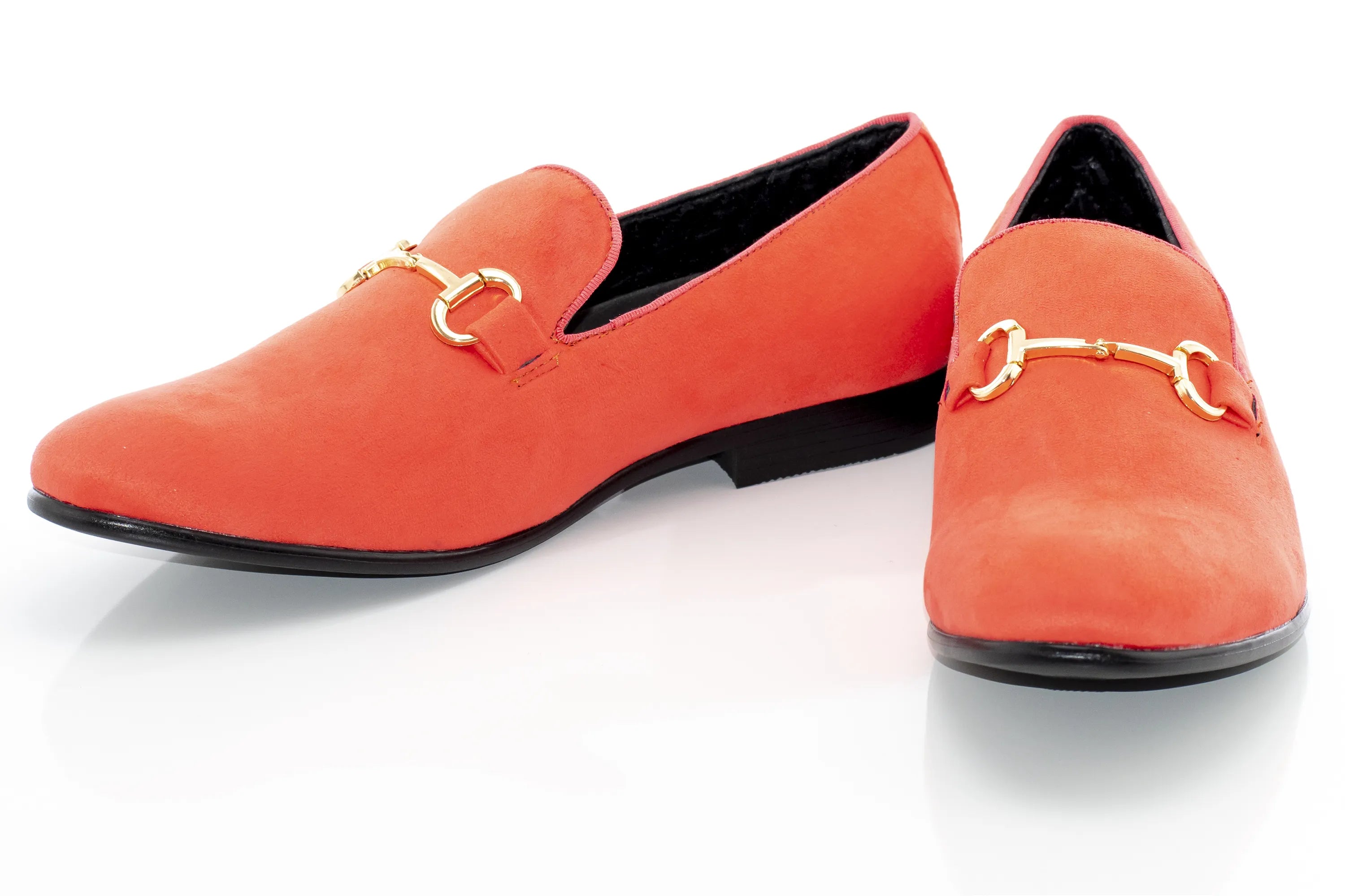Men's Coral Orange And Black Dress Loafer