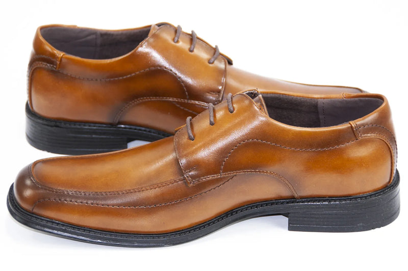 Cognac Square-Toed Lace-Up