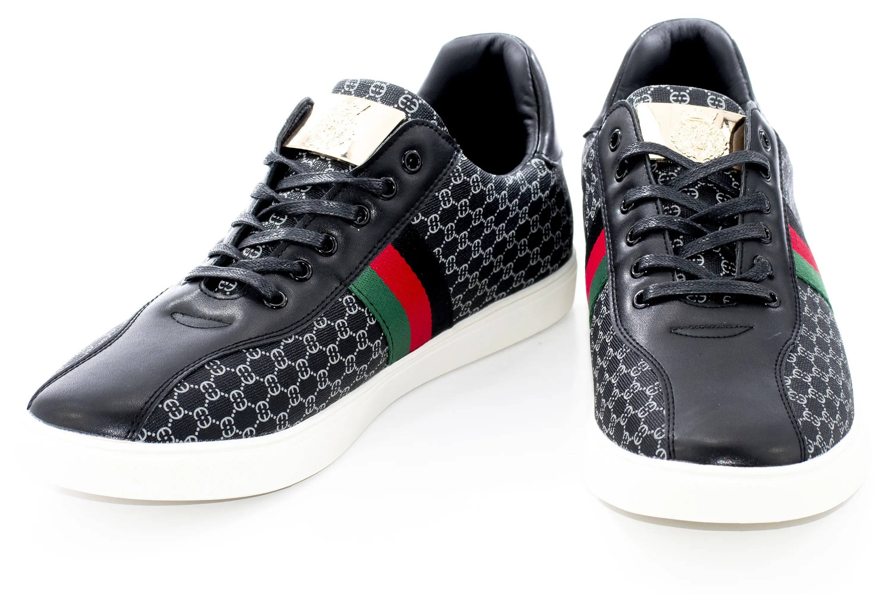 Black Leather Designer Low-Tops