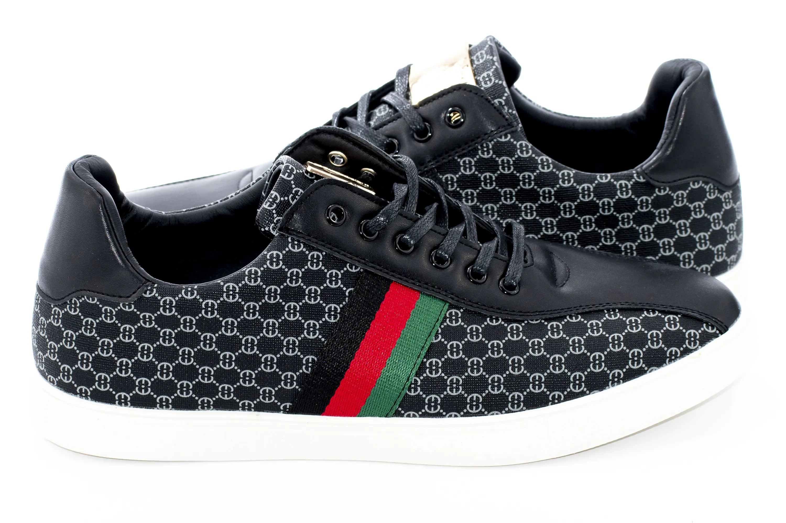 Black Leather Designer Low-Tops